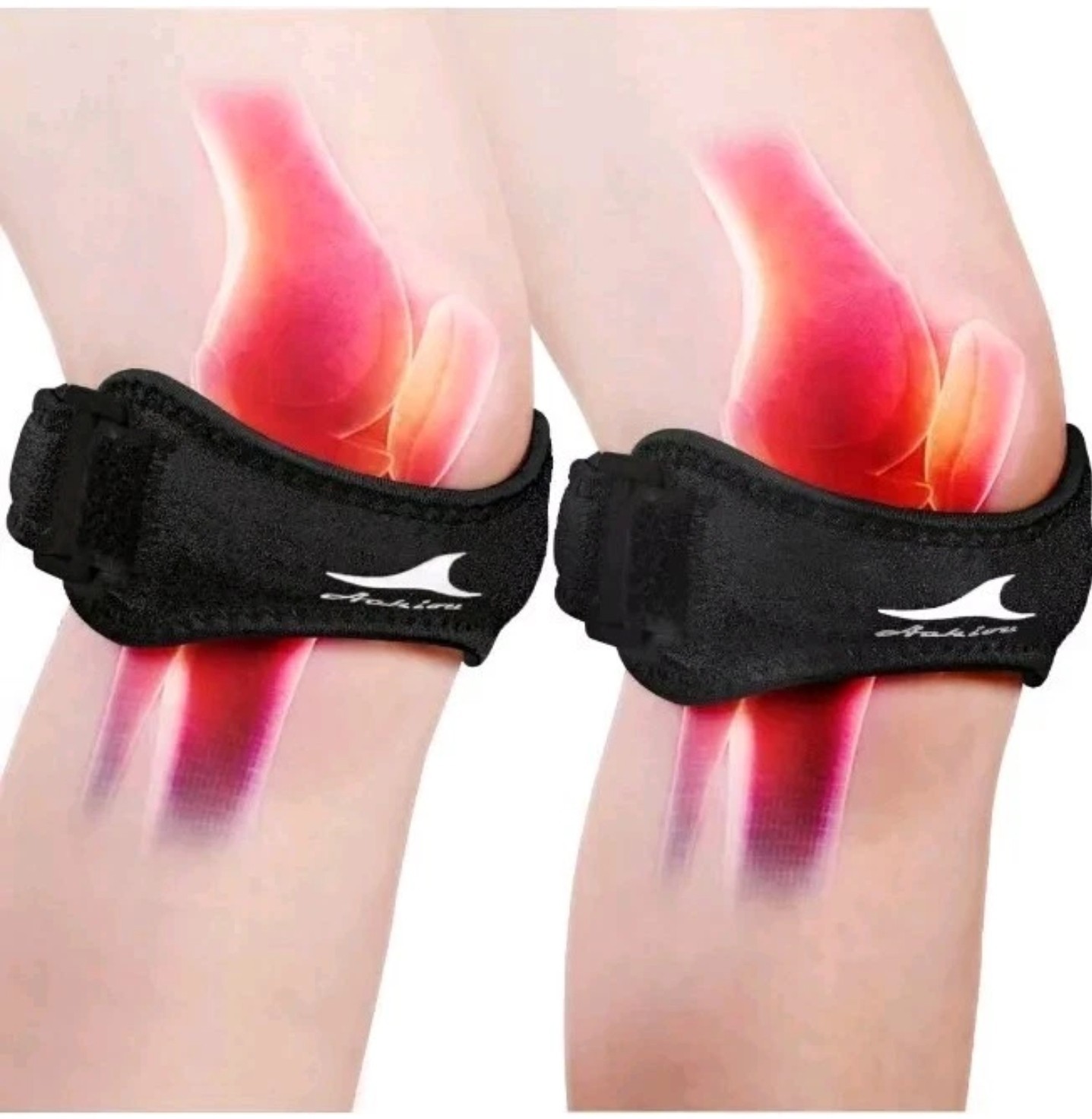 Knee Pain Relief 2 Pk Patellar Tendon Support Strap Silicone Brace Stabilizer