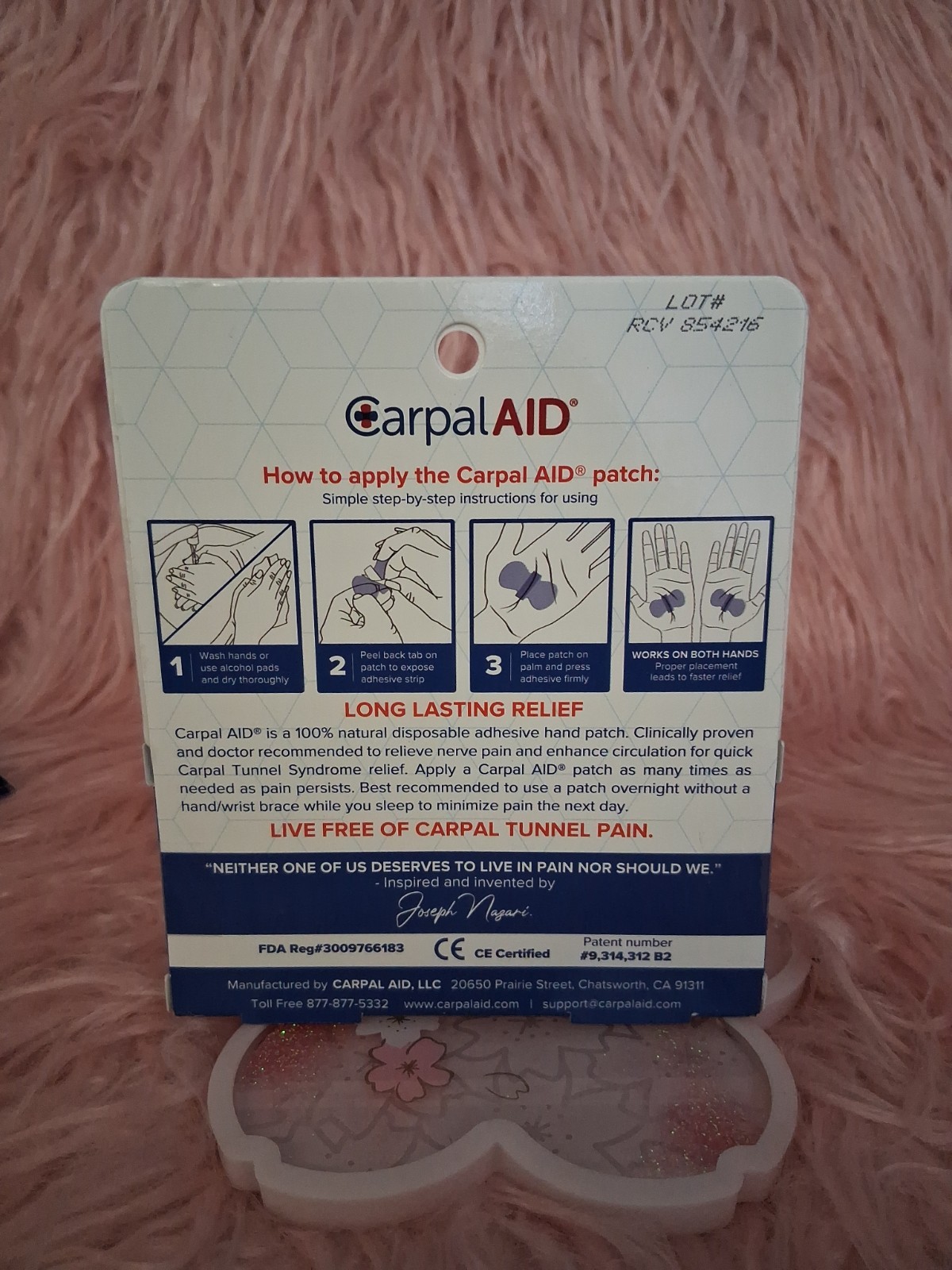 3x Carpal AID Box of 6 Patches for ALL SIZE HANDS for Carpal Tunnel Relief *NIB*