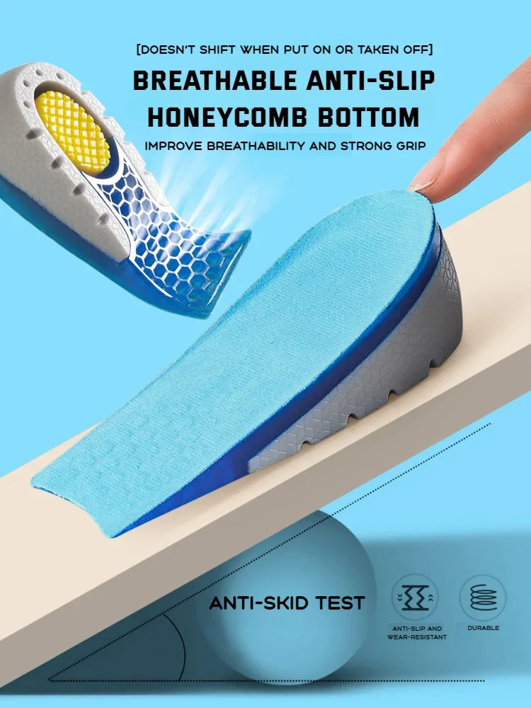 1Pair Gel Shoes Insole for Feet Silicone Invisible Height Increasing Insoles