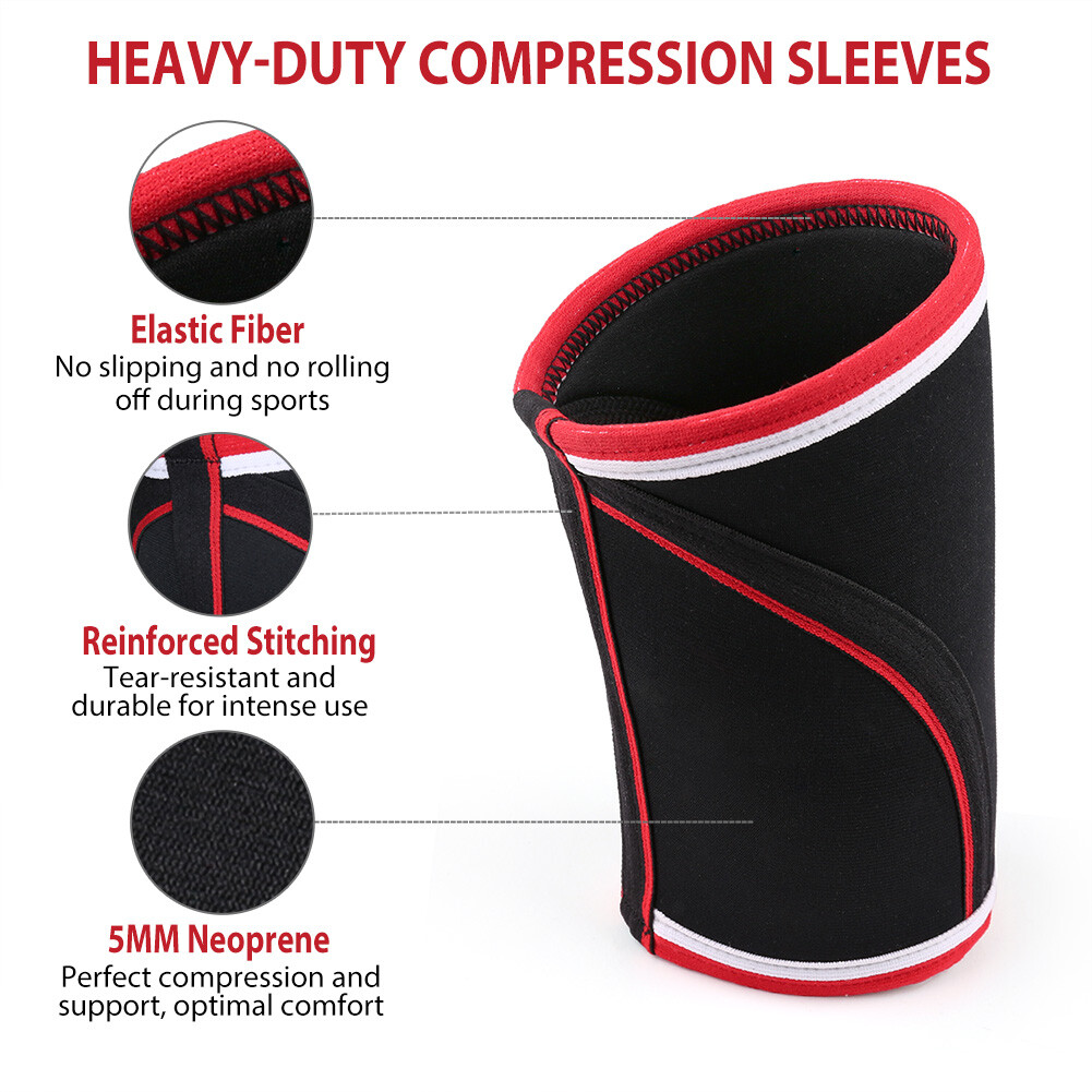 2x Elbow Compression Sleeves Neoprene 5mm Weightlifting Gym Power Weight lifting
