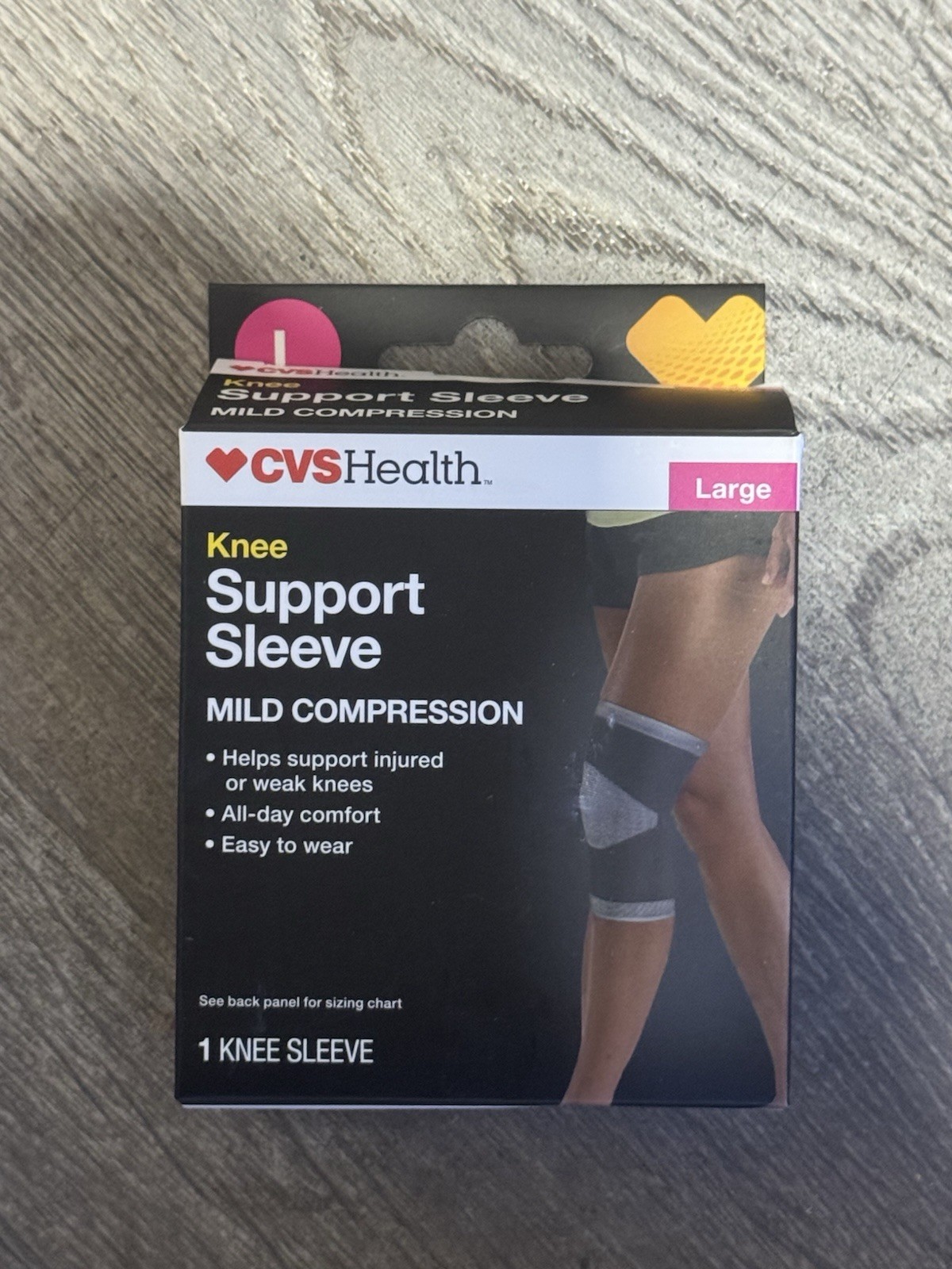 CVS HEALTH Knee Support Sleeve Mild Compression Gray Size Large