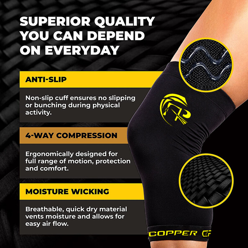 Copper Knee Support Brace Compression Sleeve Sport Joint Pain Arthritis Relief