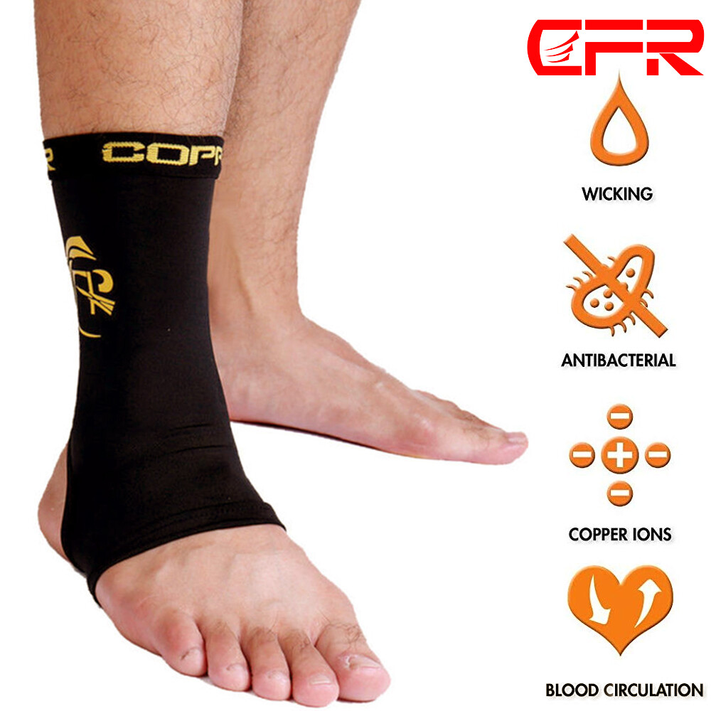 Copper Ankle Support Gym Compression Foot Sleeves Plantar Fascitis Socks Wrap DS