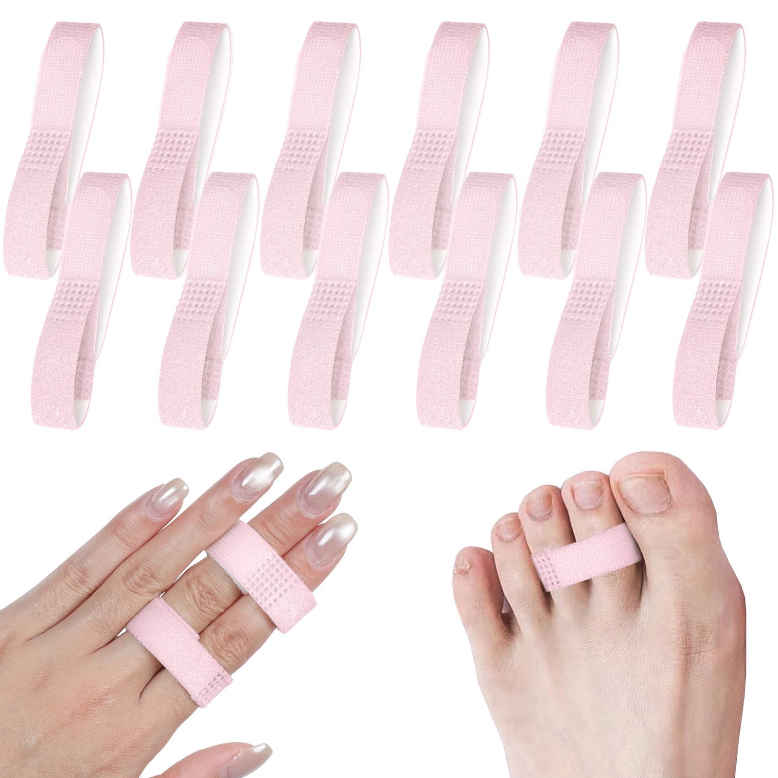 Finger Splint, 12PCS Finger Buddy Straps, Adjustable Buddy tape
