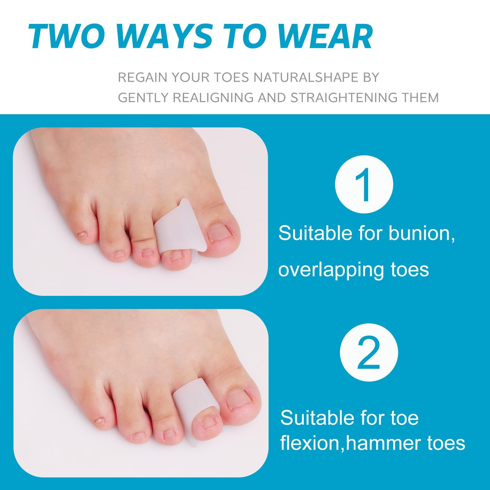 Hammer Toe Straightener Corrector – Toe Spacers Toe Separators for Bunion,Curled
