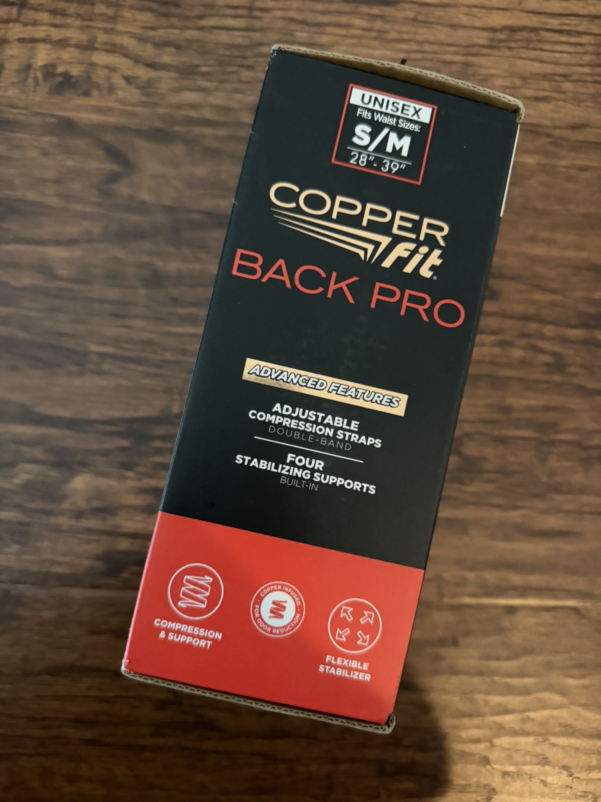 New Copper Fit Back Pro Compression Support Belt Adjustable Straps S/M 28″-39″