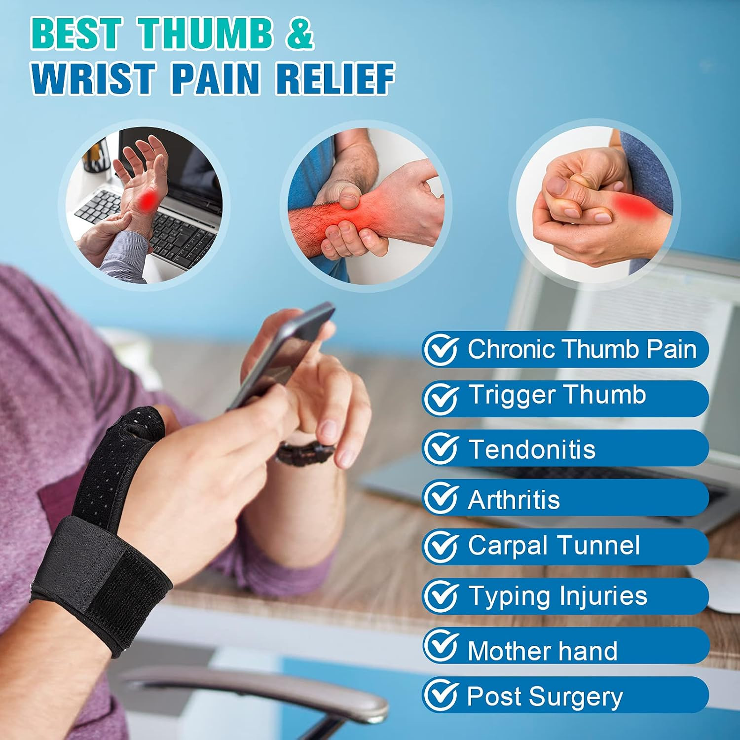 Thumb Splint for Right and Left Hand, Reversible Thumb Brace Trigger Thumb | …