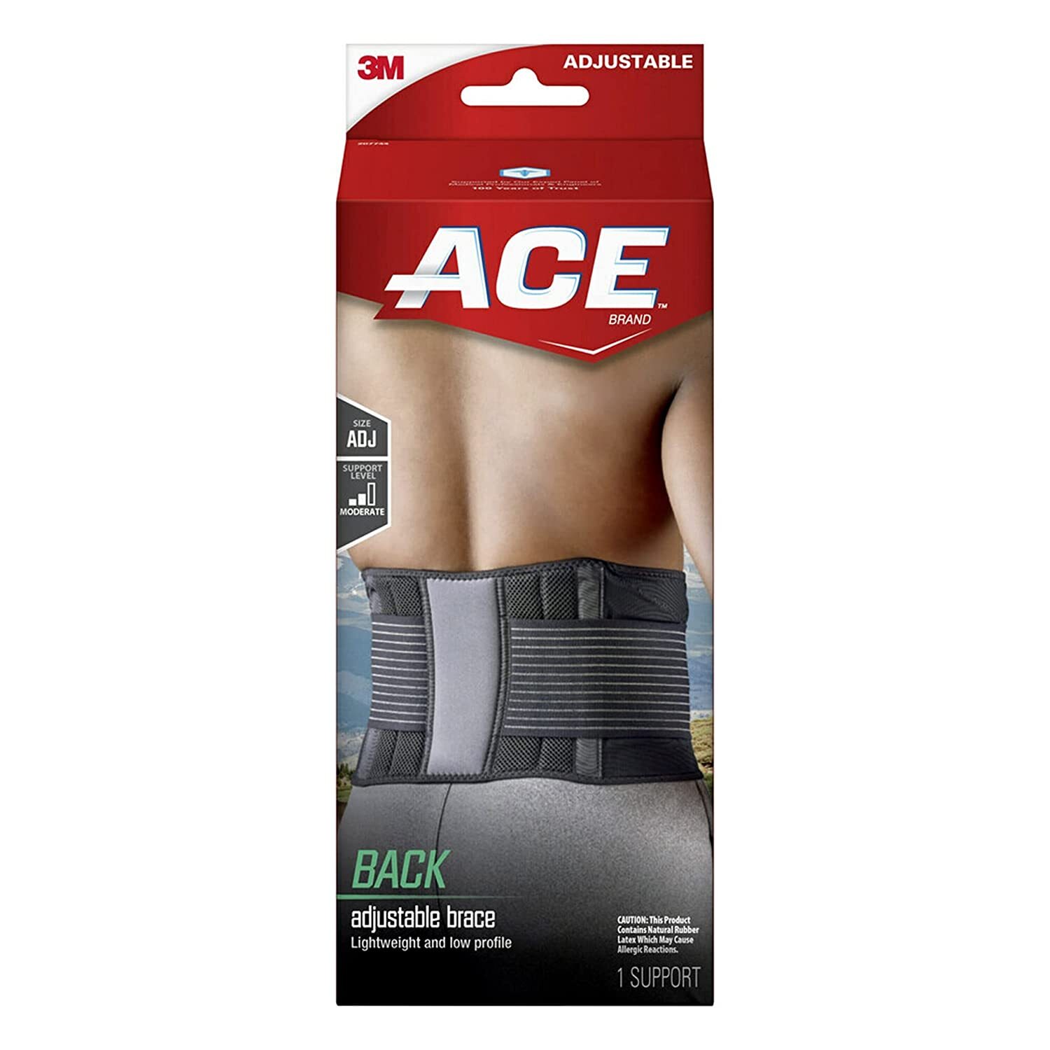 ACE Brand Adjustable Back Brace – Light Weight, Low Profile – 2 Packs