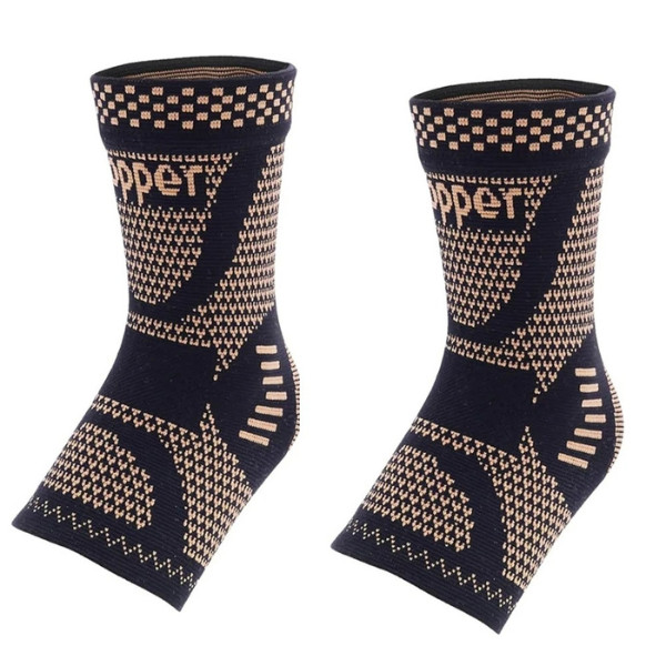 2Pcs Adjustable Copper Infused Ankle Support Compression Sleeve for Sports