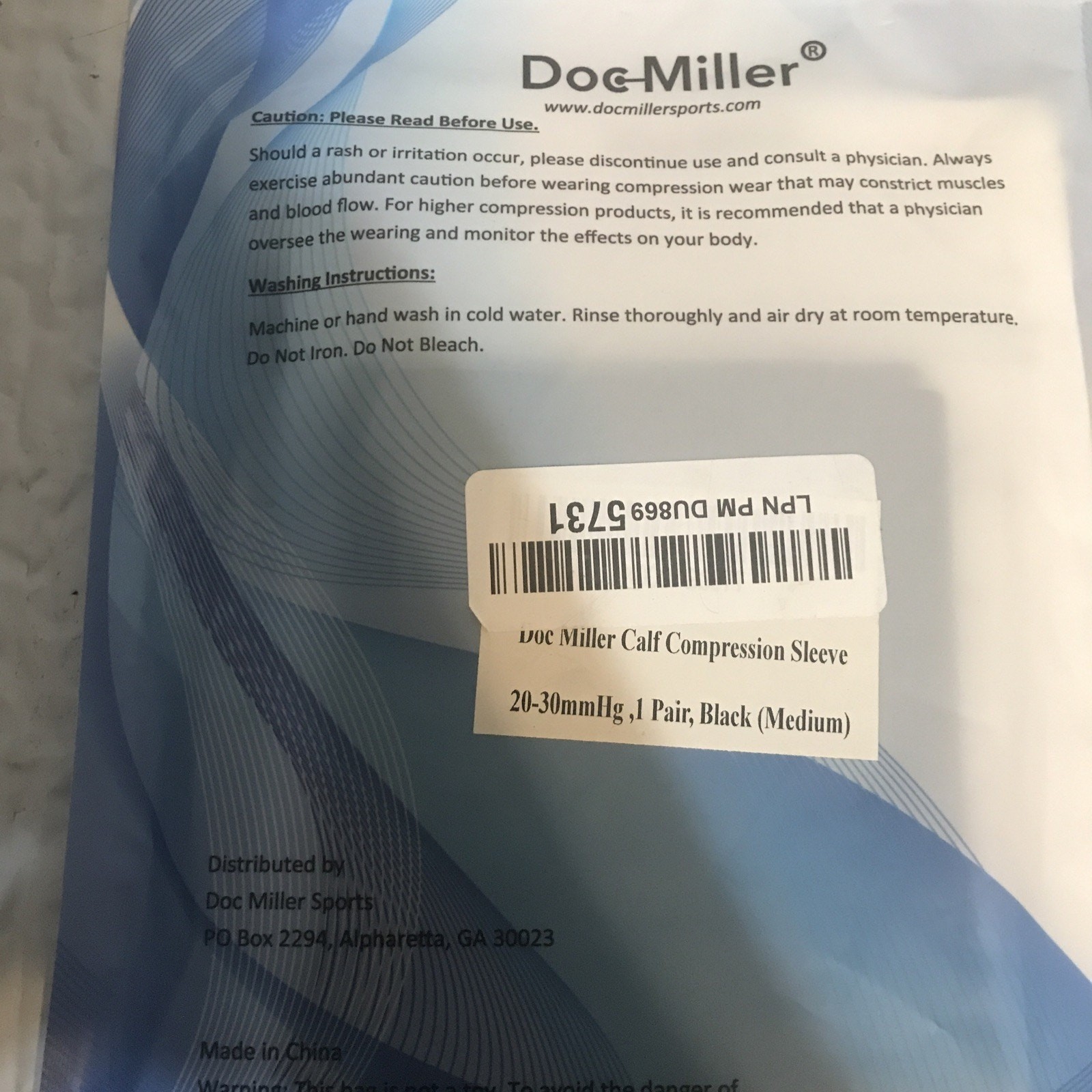 Doc Miller Calf Compression Medium Sleeve Black 15-20mmHg