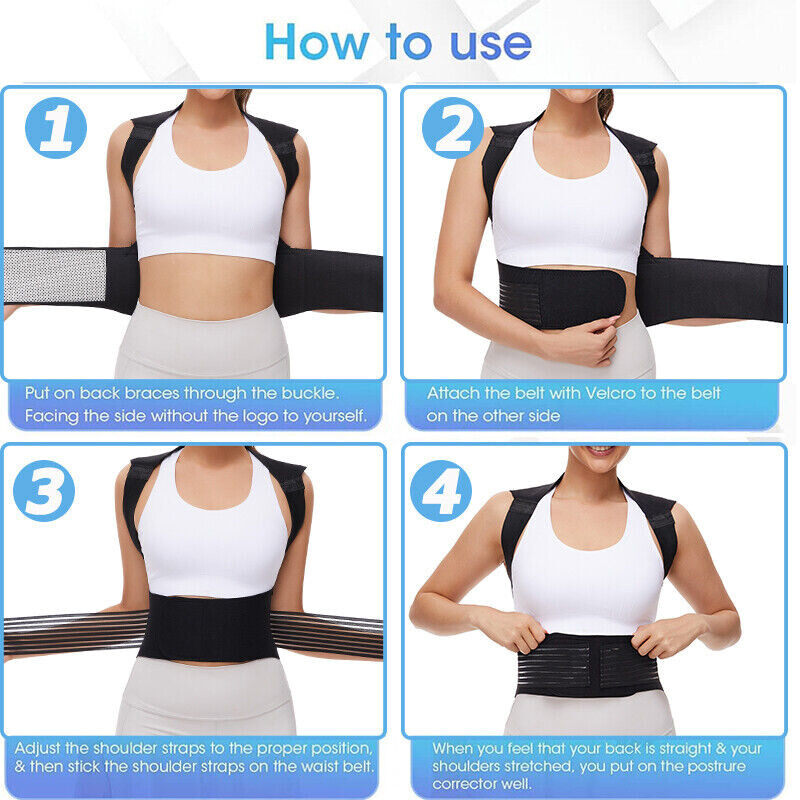 Posture Corrector Support Magnetic Back Shoulder Brace Belt Band For Men & Women