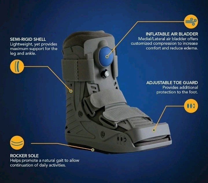 New United Ortho USA16117 360 Air Walker Ankle Fracture Boot, Large, Grey