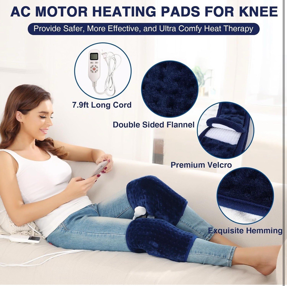 Electric Heated Knee Pad Brace Arthritis Pain Relief Warm Therapy Leg Wrap Belt