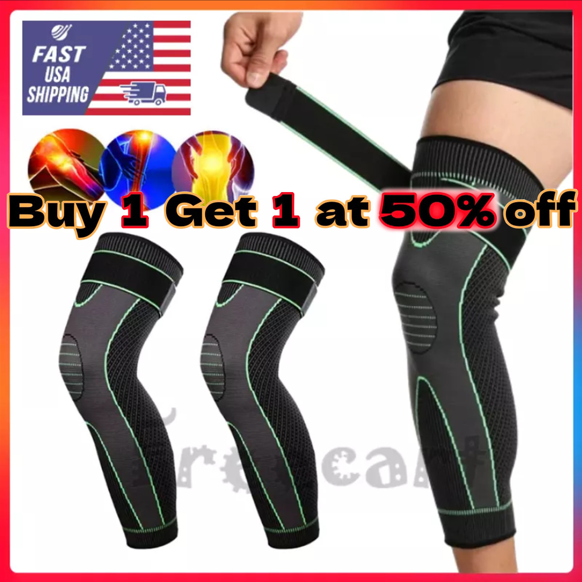 Leg Support Brace With Strap Thigh High Compression Sleeve Socks Pain Relief