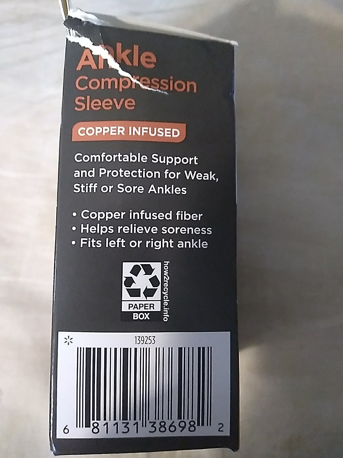 Equate Ankle Compression Sleeve M/L ( 1 support ) fits left or right ankle Coppe