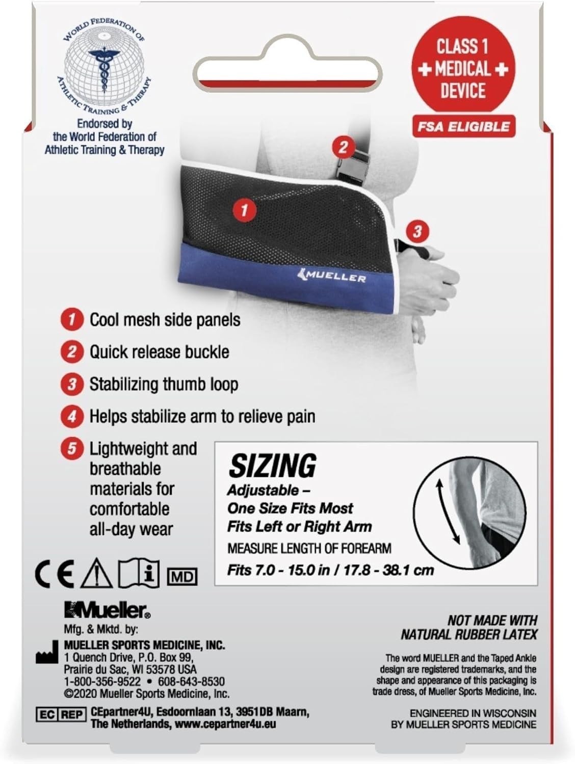 Comfortable Adjustable Arm Sling for Arm Injury Recovery – One Size Fits Most
