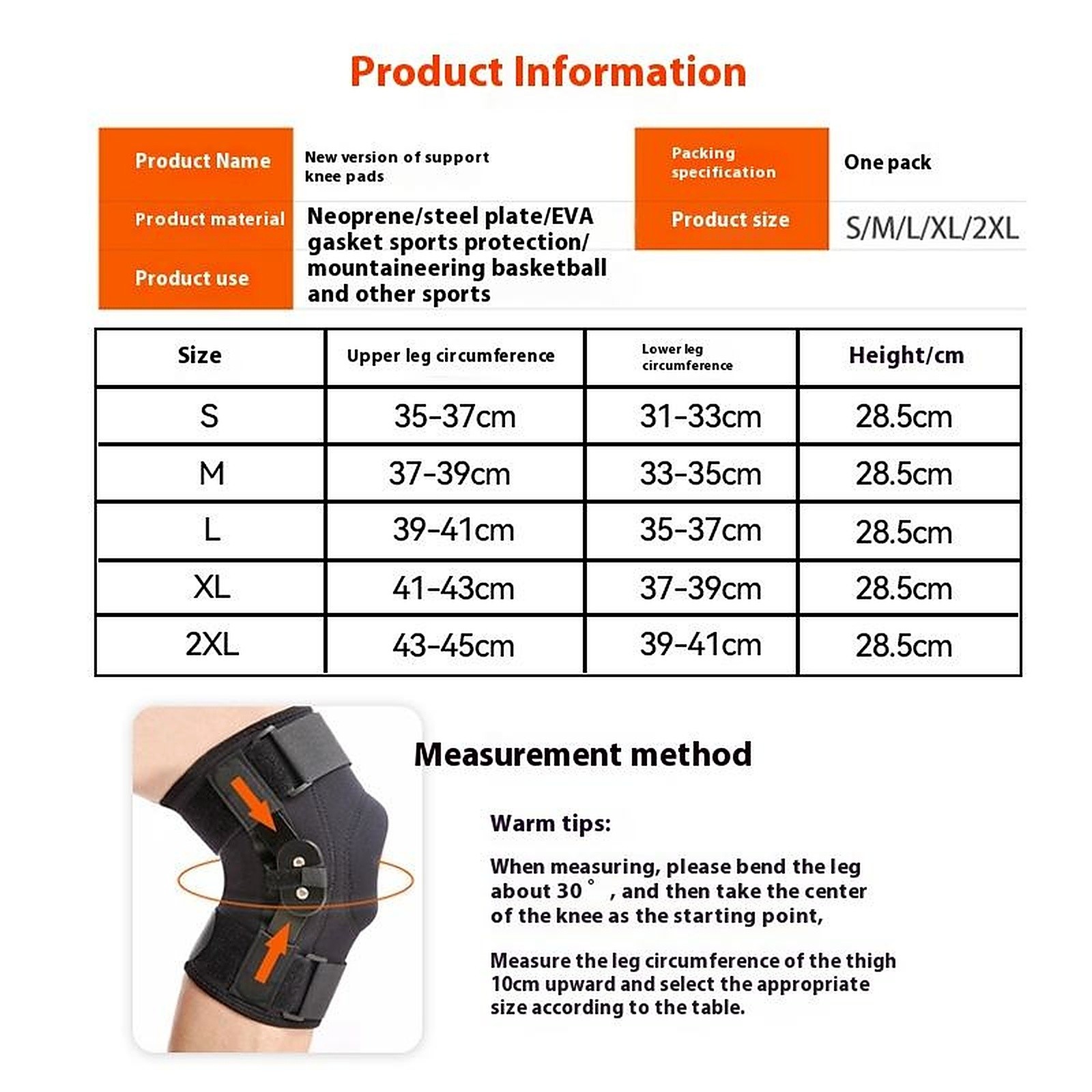 Adjustable Open Patella Hinged Knee Brace Compression Support Pain Relief Wraps