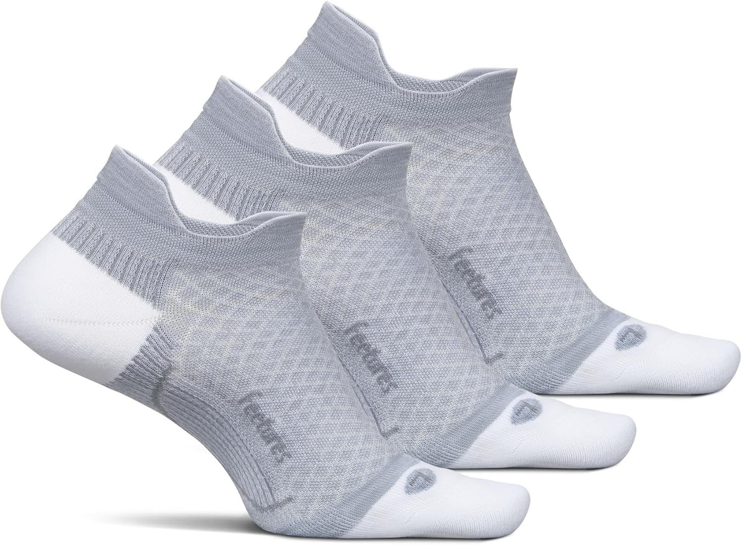 Breathable Athletic Socks Large Gray 3-Pair Plantar Fasciitis Relief No Show