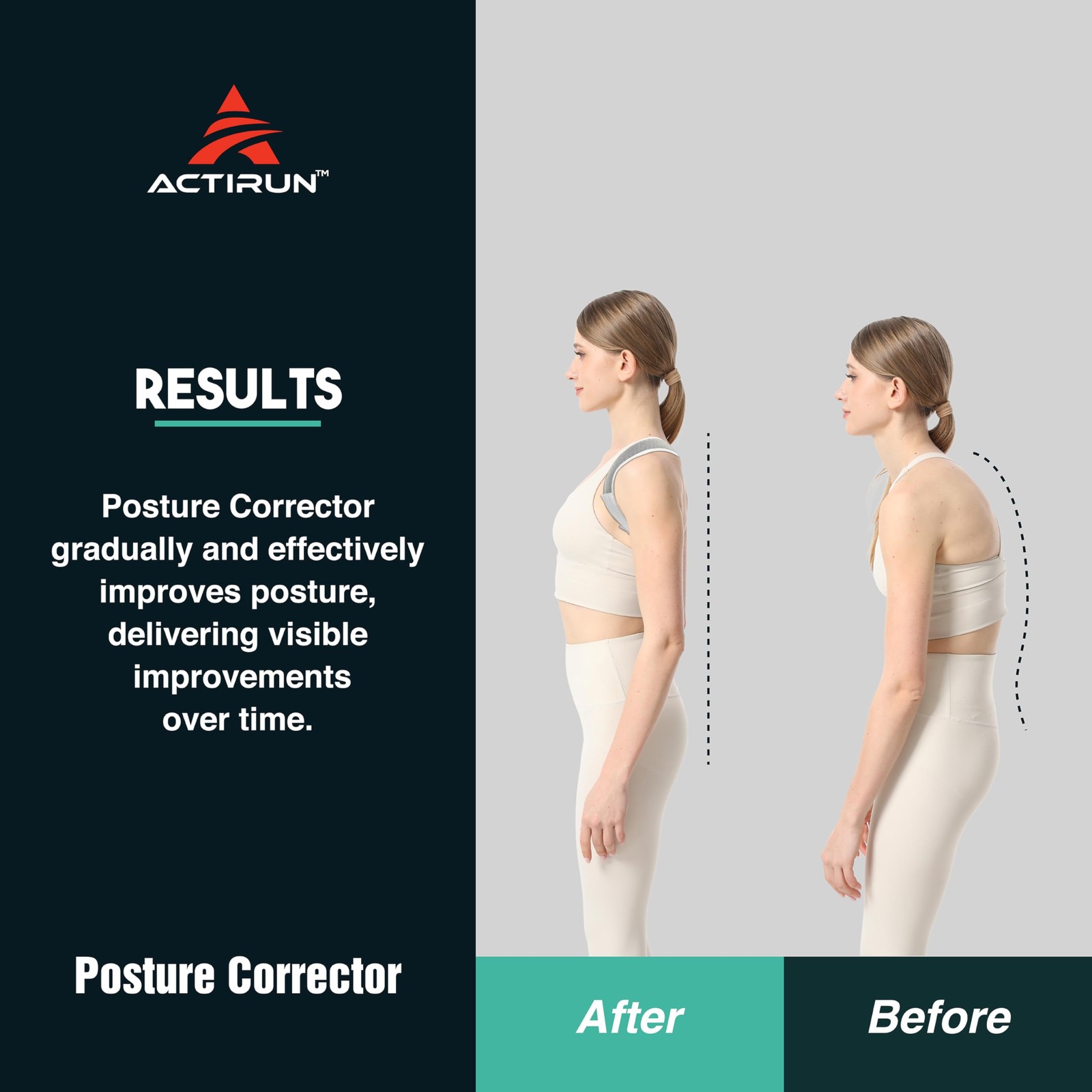 Actirun Shoulder Posture Corrector & Straps for Medium, Gray