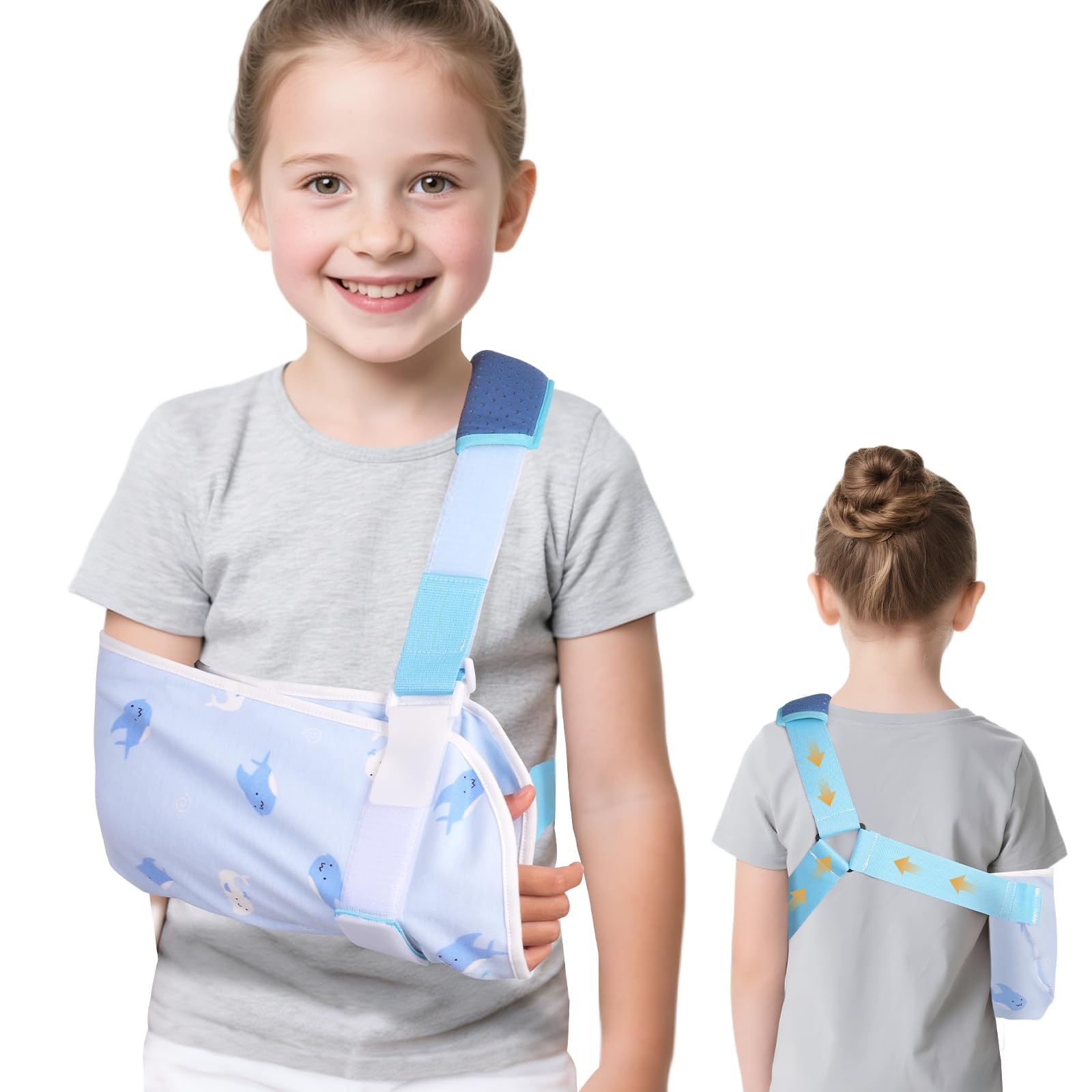 Childrens Arm Sling Shoulder Immobilizer Clavicle Fracture Whale Print Size S