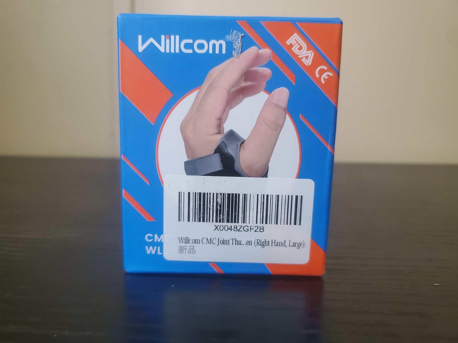 Willcom CMC Joint Thumb Stabilizer Brace Right Hand Large Arthritis Pain Relief