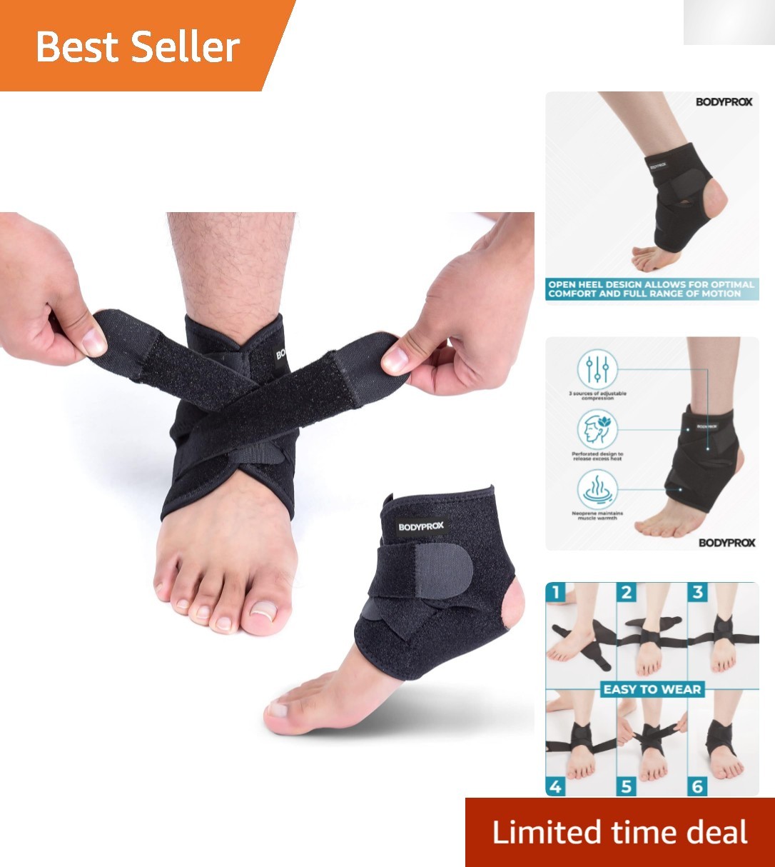 Adjustable Ankle Support Brace – Breathable Neoprene Sleeve for Active Lifestyle