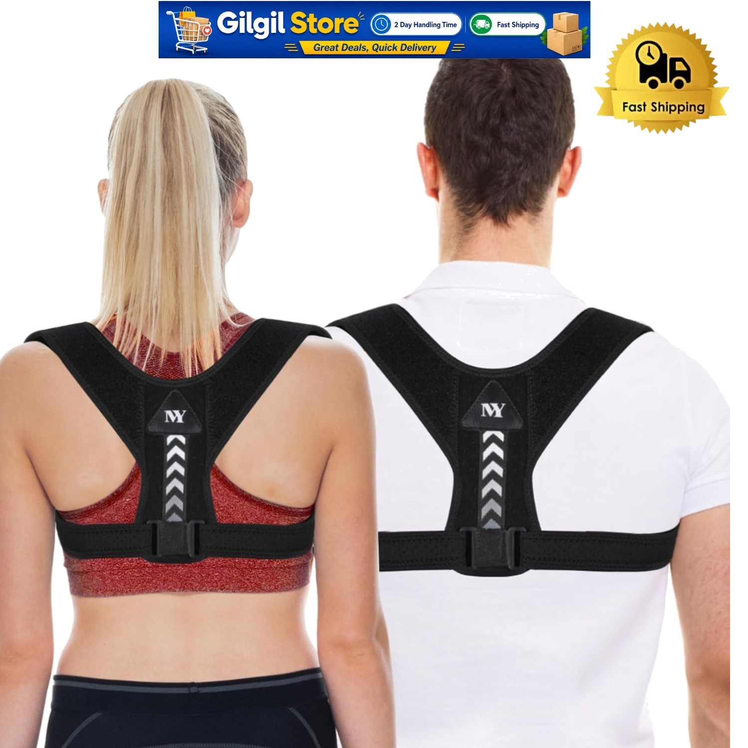 Posture Correction Device – Breathable Lightweight Back Brace for Comfort, Grey