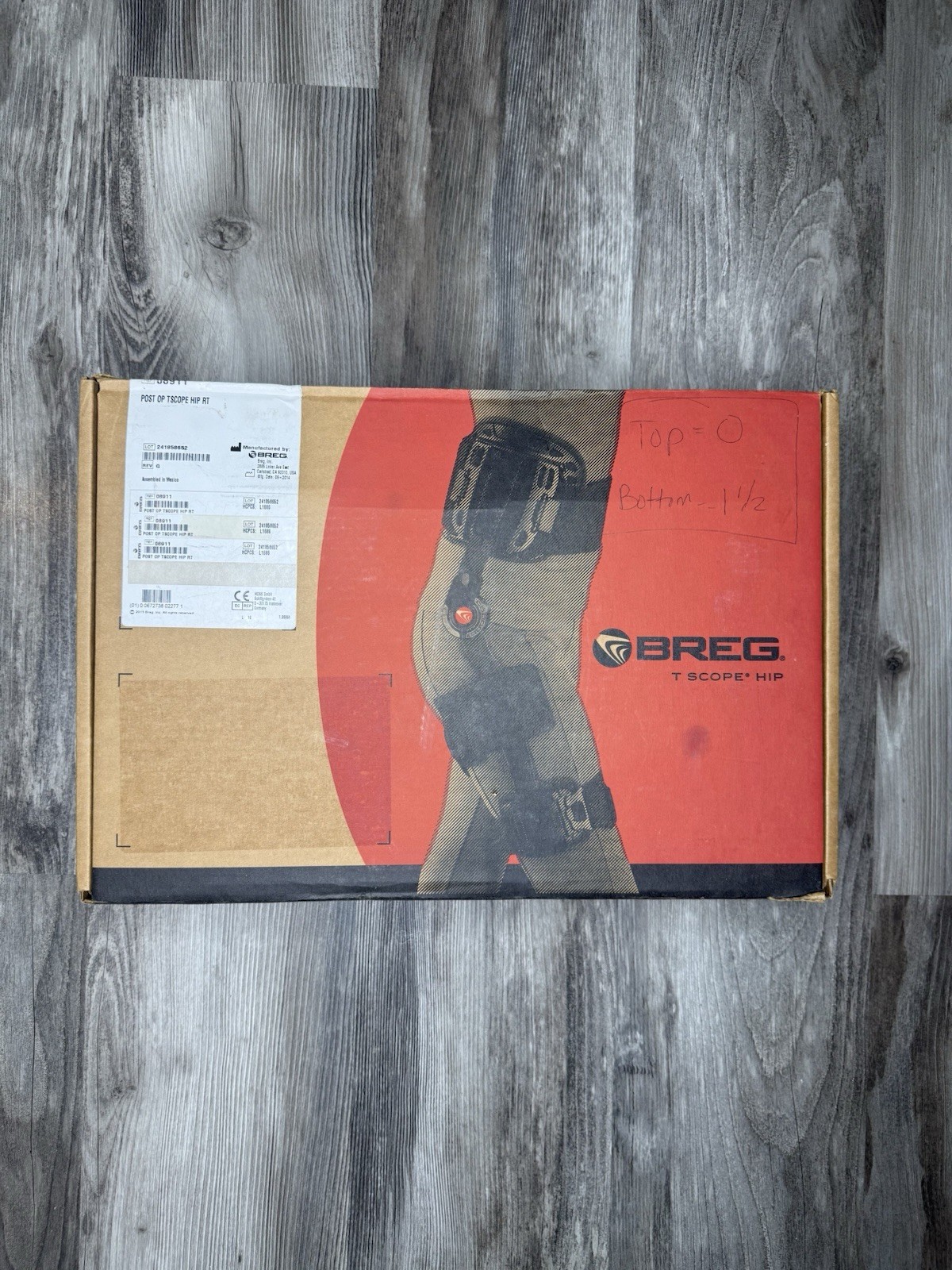 Breg T Scope Post-Op Hip Brace Right Hip Adjustable ROM Orthopedic 08911 31”- 60