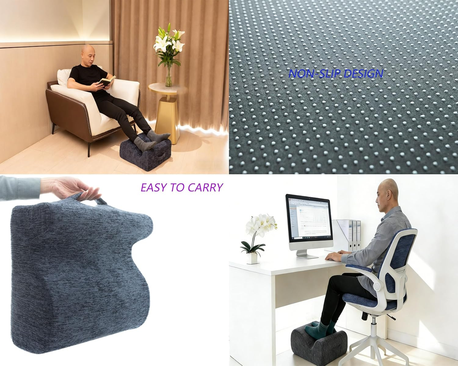 Ergonomic Footstooltwo-Way Tilt Design with Heel & Arch Supportwide Non-Slip Foa