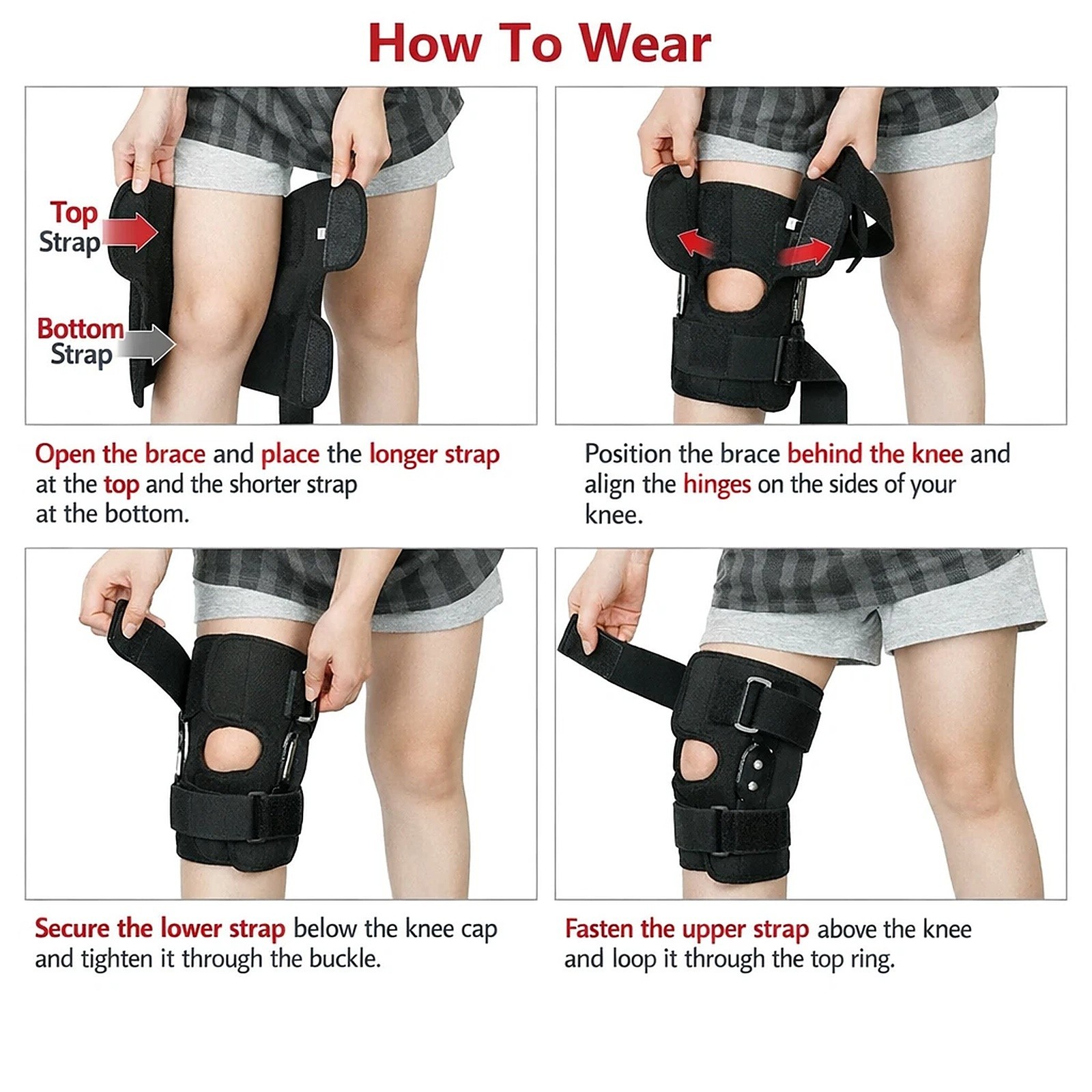 Knee Brace Hinged Compression Sleeve Joint Support Patella Stabilizer Arthritis