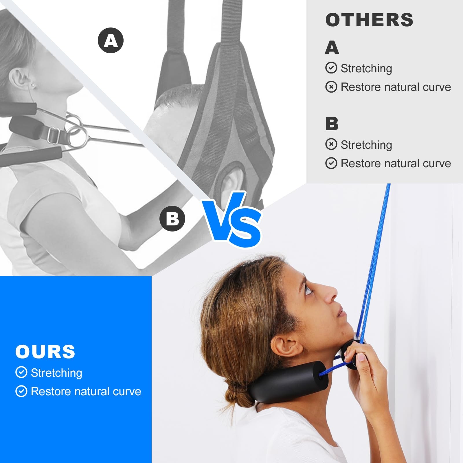 Cervical Neck Traction Device Over Door, Portable Neck Stretcher for Pain Relief