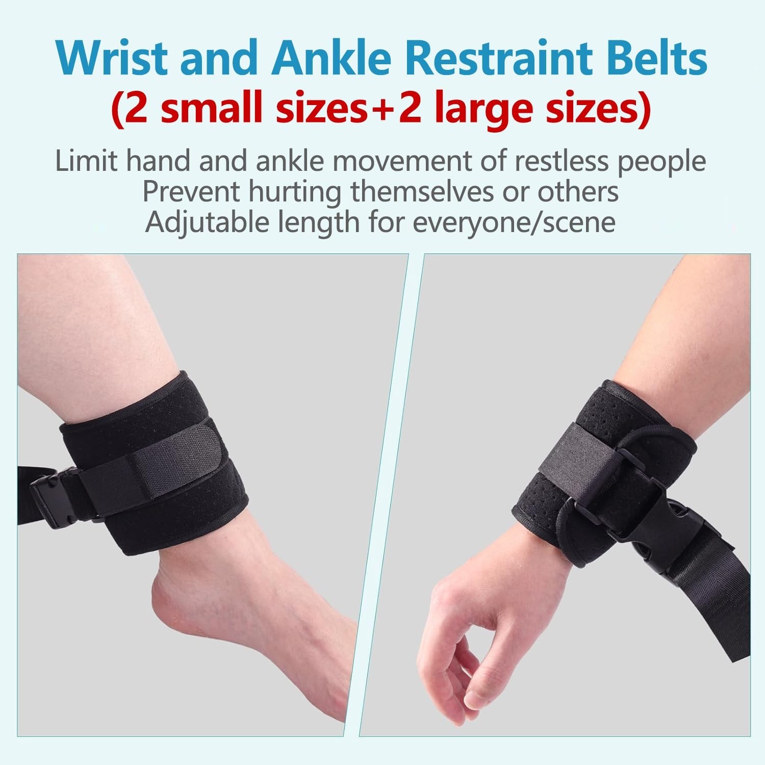 Medical Restraints Straps with Quick Release Buckles – Bed Restraint Belts for W