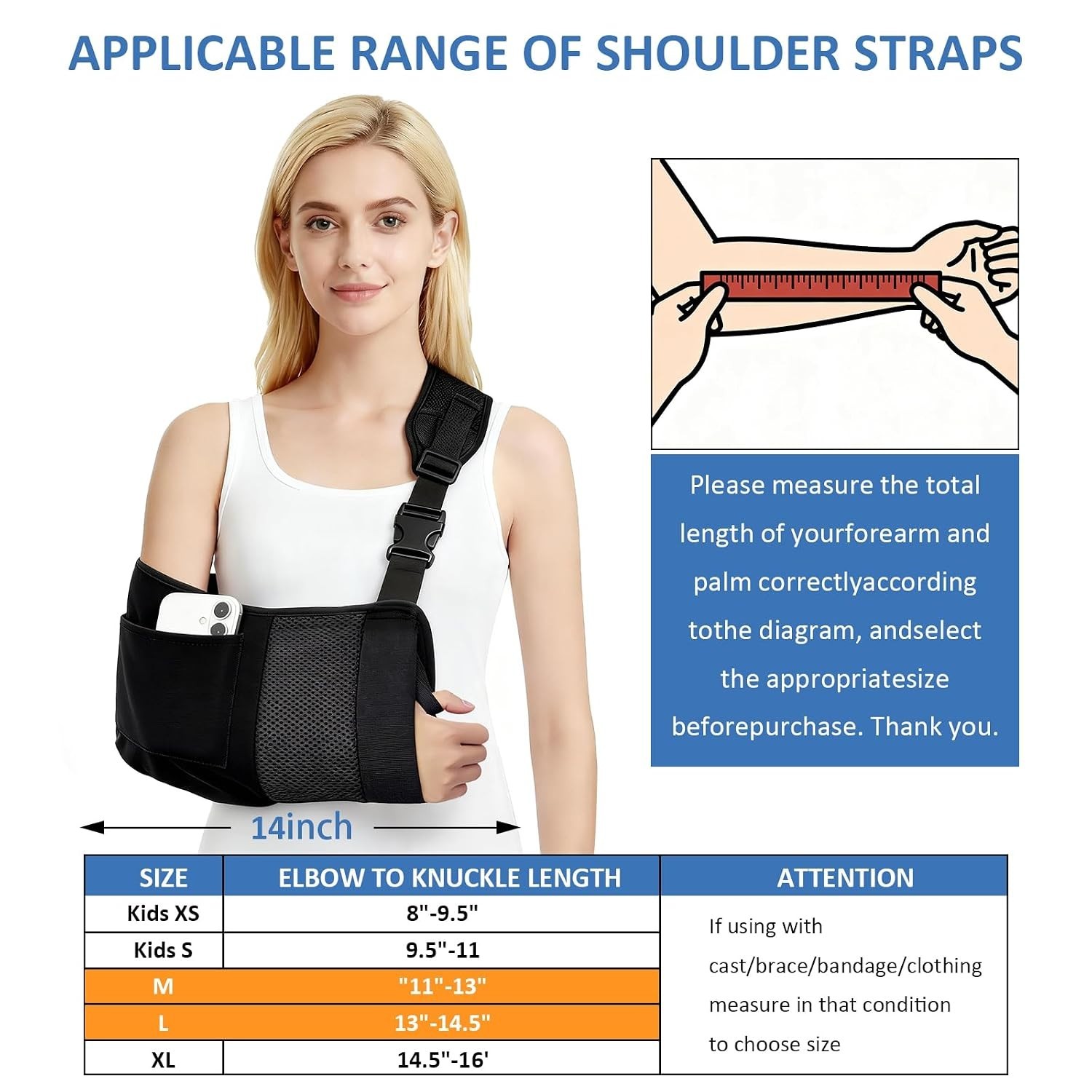 Ergonomic Arm Sling Brace for Effective Immobilization – Medium Size for Adults