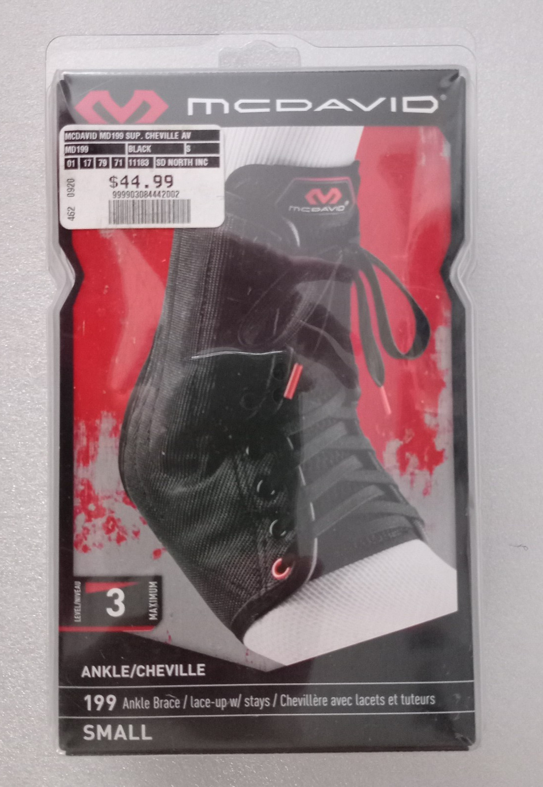McDavid Lace-Up Ankle Brace W Stays Level Three Sz S Black MD1119-01-32-F