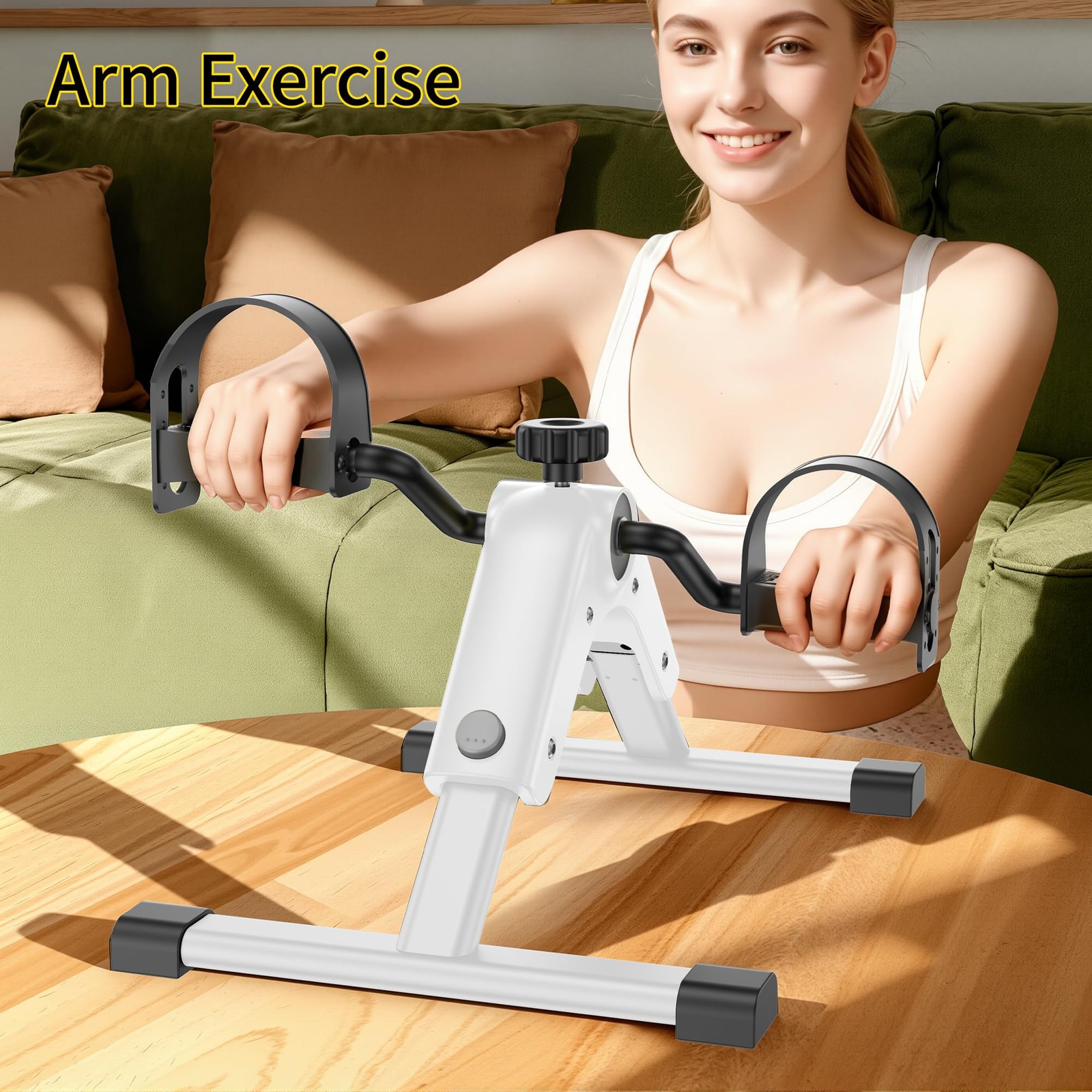 MOMODA Under Desk Bike Pedal Exerciser with LCD Display Portable Mini White