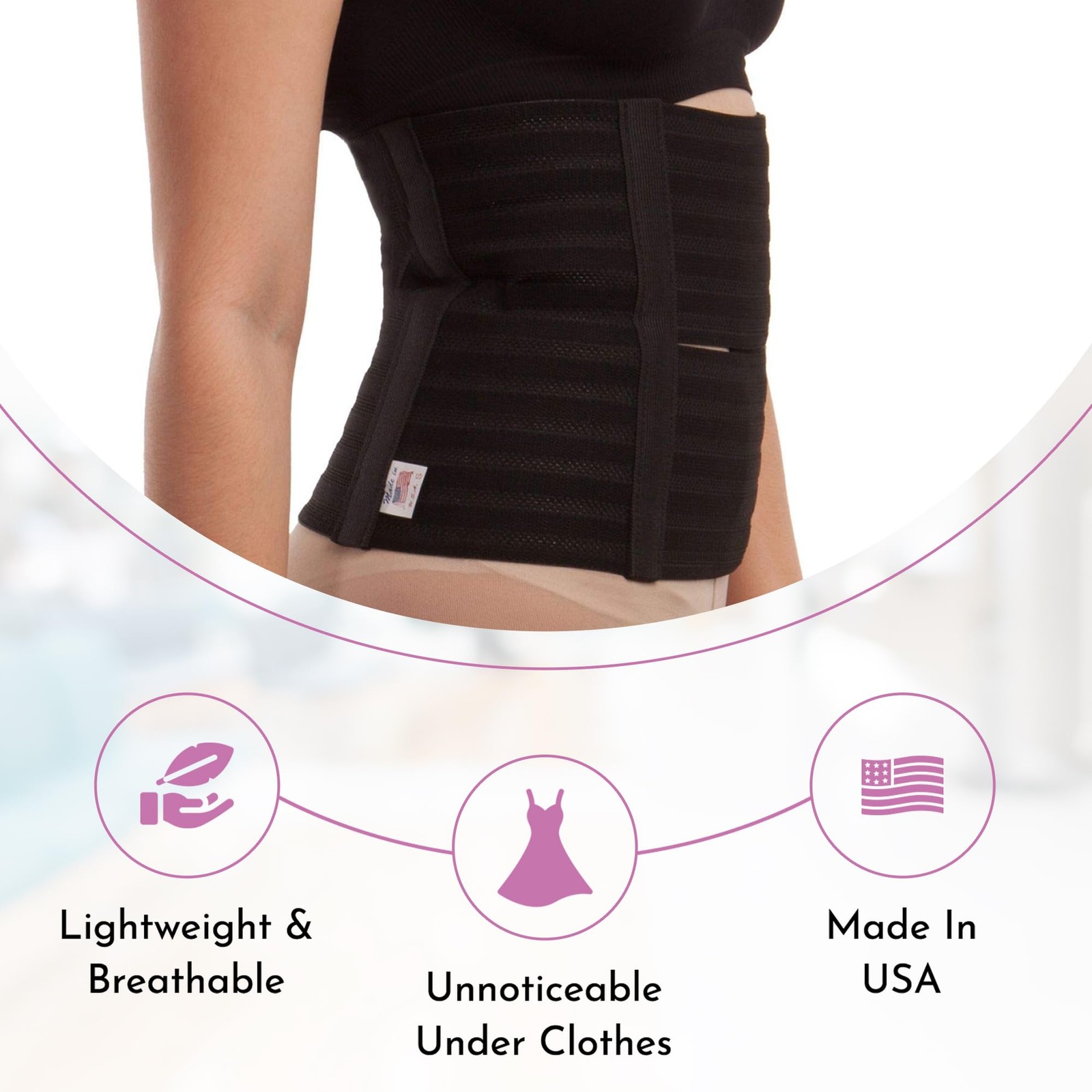 GABRIALLA 9” Abdominal Binder for Women: Ideal Postpartum Belly Large, Black