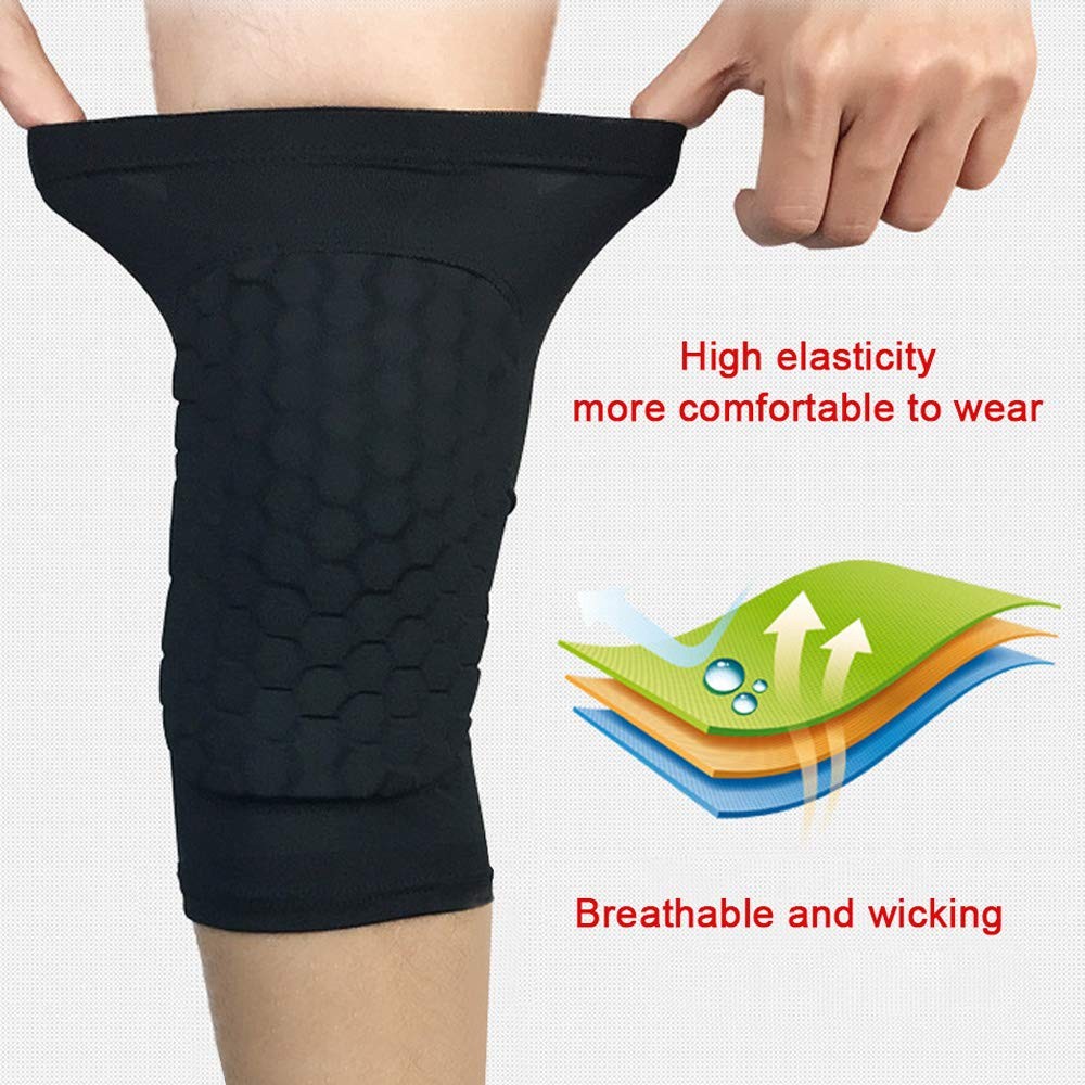 1 Pair Knee Compression Pad Basketball Honeycomb Breathable Non Slip Men