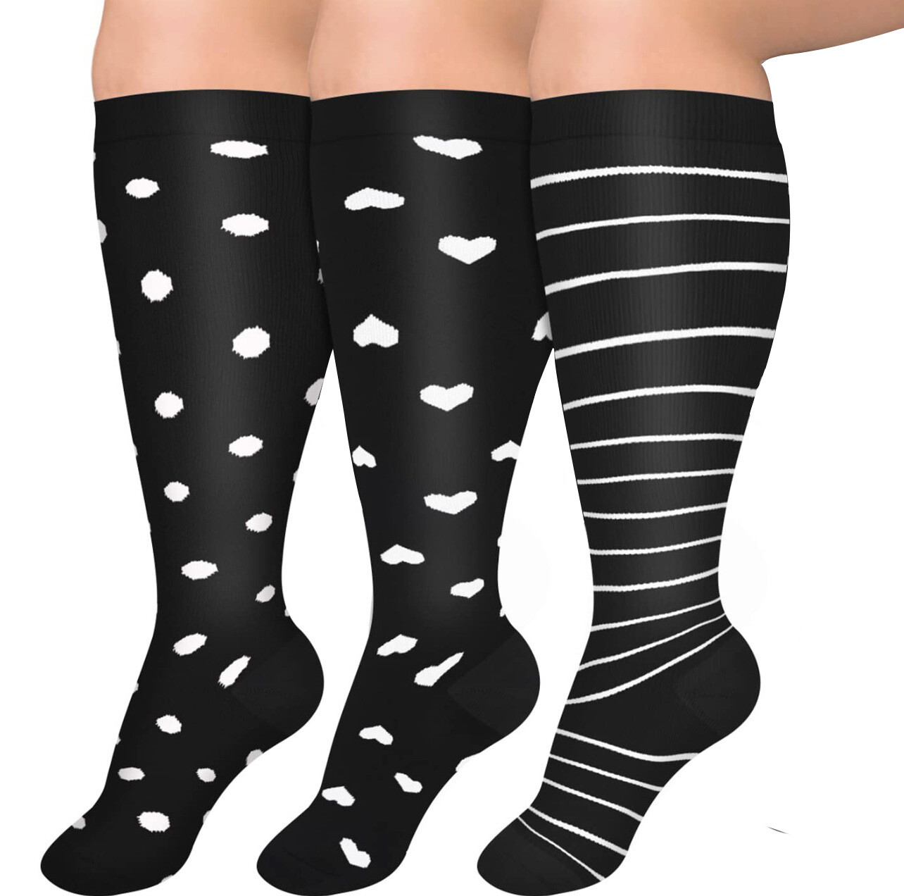3/4/5 Pairs Plus Size Compression Socks Extra Wide Calf Knee High Support Socks