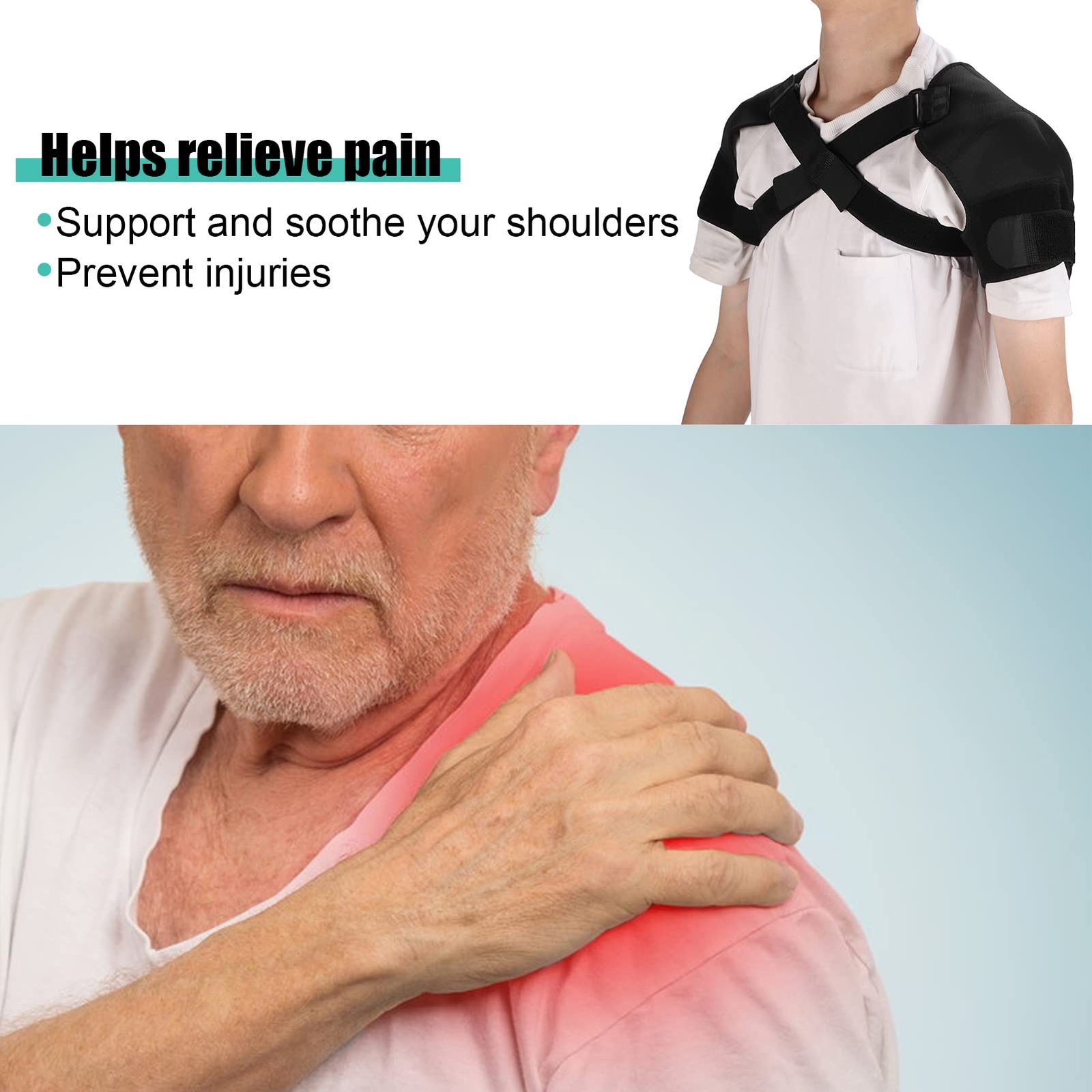 Double Shoulder Brace Torn Rotator Cuff Adjustable Support Sleeve Pain Relief