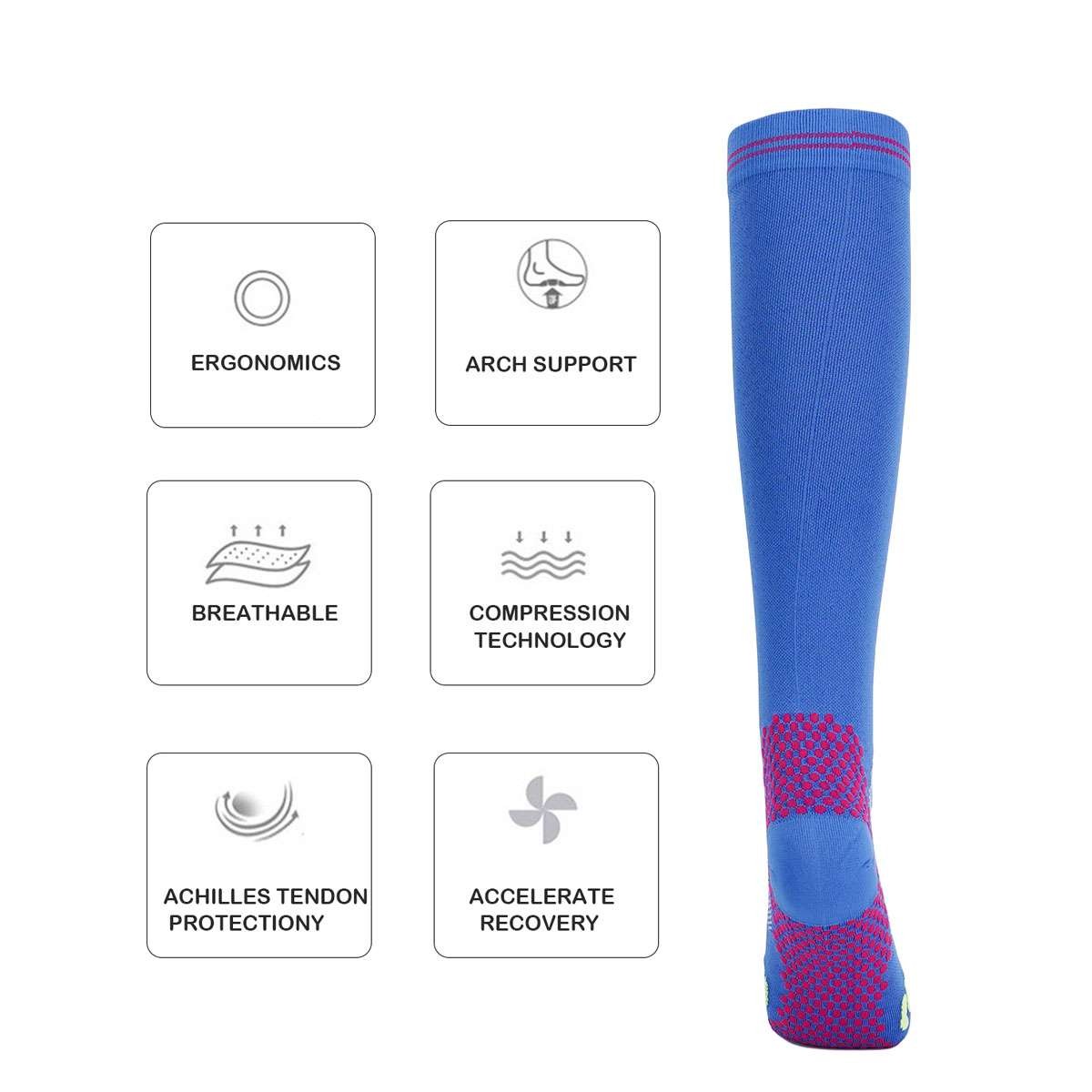 Mens Black Compression Socks Medical 20-30 Mmhg Lymphedema Anti Fatigue Socks US