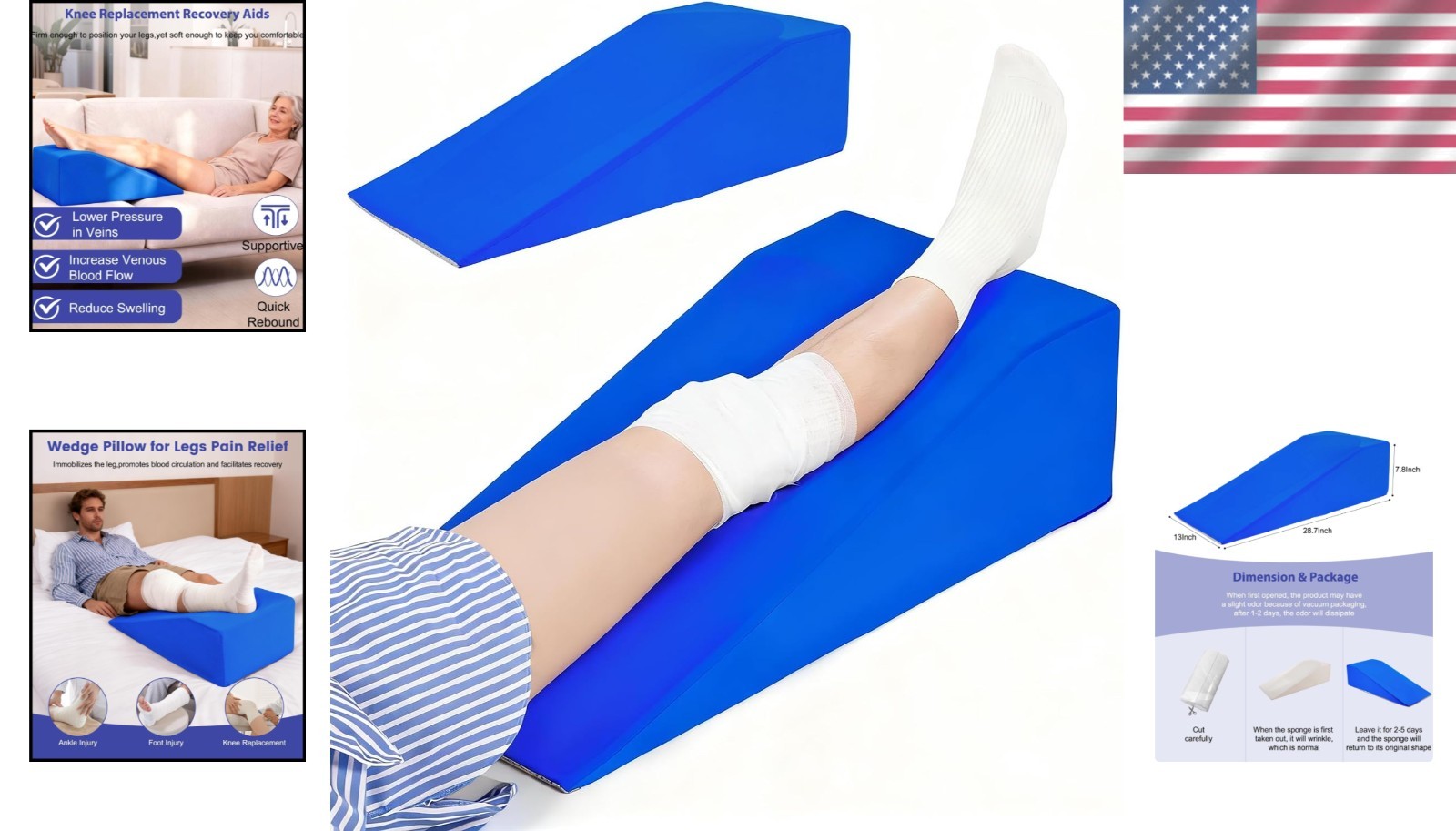 High-Density Foam Knee Surgery Pillow – Breathable, Removable Cover for Recovery