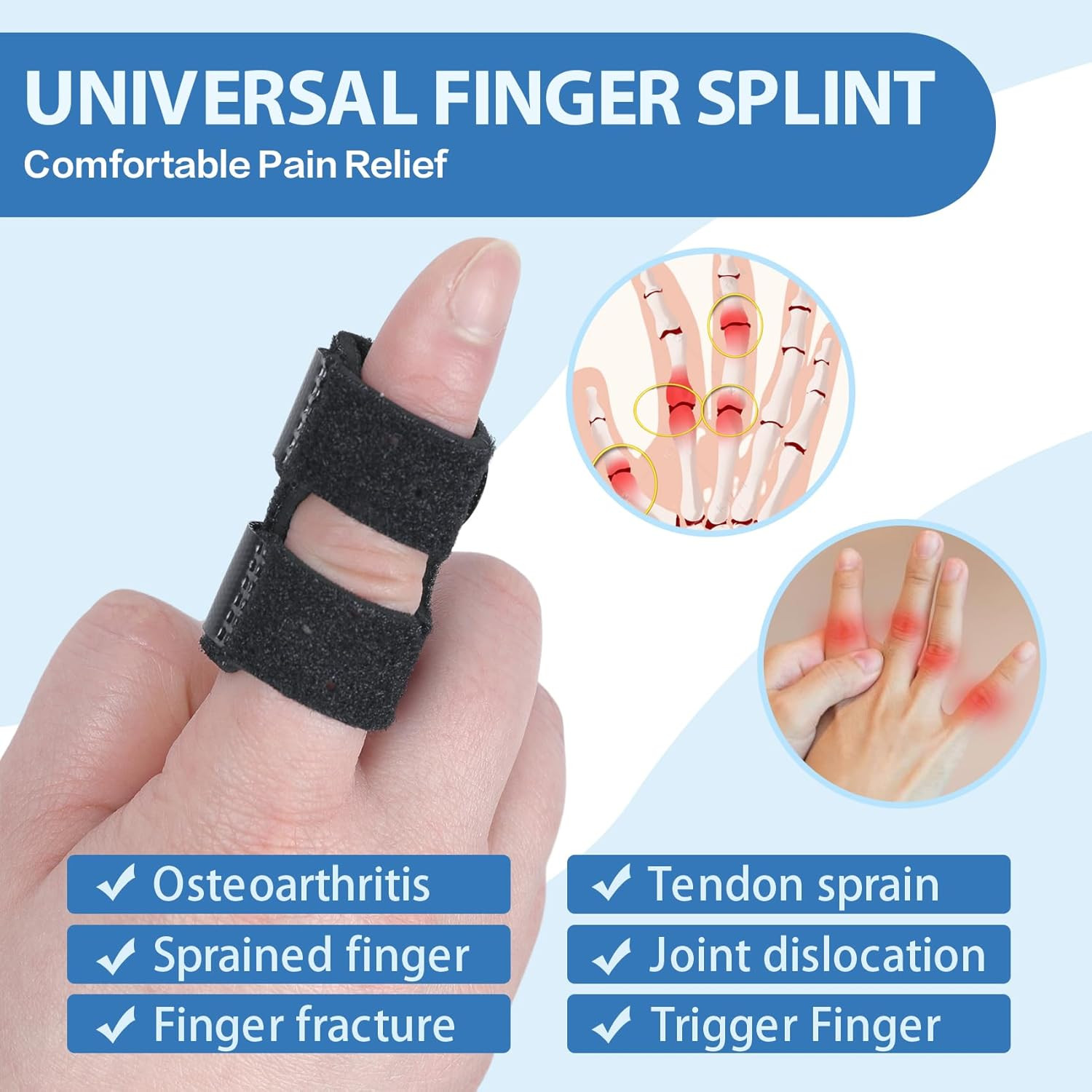 5 PCS Breathable Trigger Finger Splint, Adjustable Finger Brace, Thumb Brace for