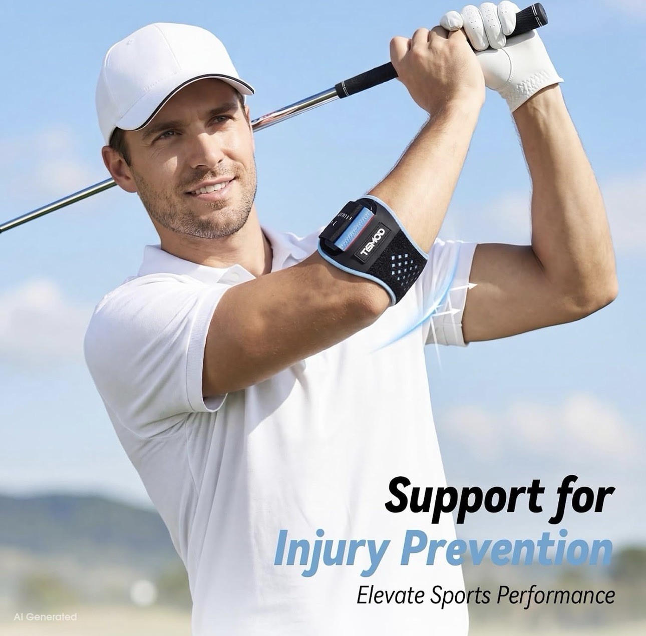Adjustable Elbow/Arm Brace for Tendinitis, Compression, S/M Black/Blue