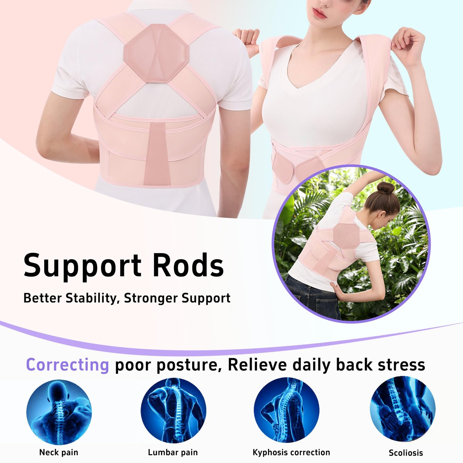 Posture Corrector for and Men Back Brace Upper Back Adjustable Breathable Sho…