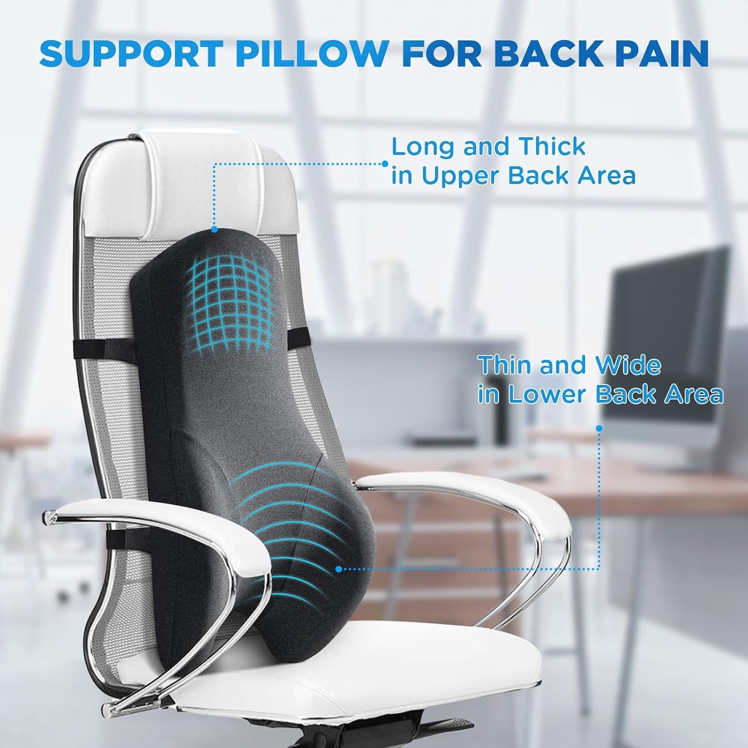 Teemour High Back Support Pillow Memory Foam Lumbar Office Gaming Chair