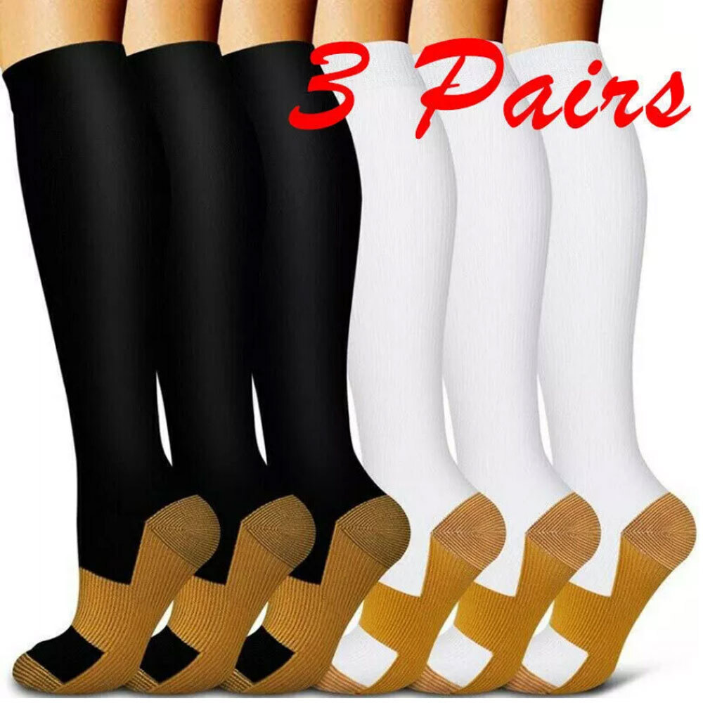 Copper Ankle Brace Compression Sleeve Support Socks Foot Fasciitis Pain Relief
