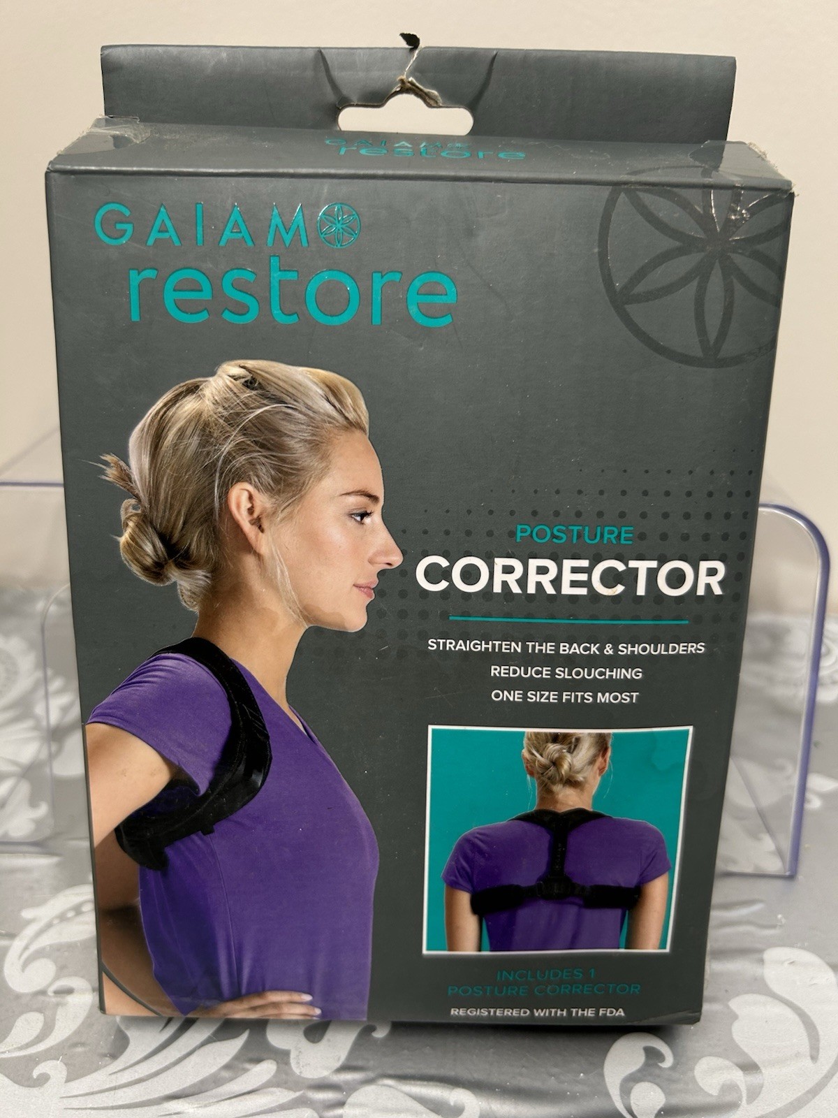 Gaiam Restore Posture Corrector Back Stretcher One Size Fits Most Black