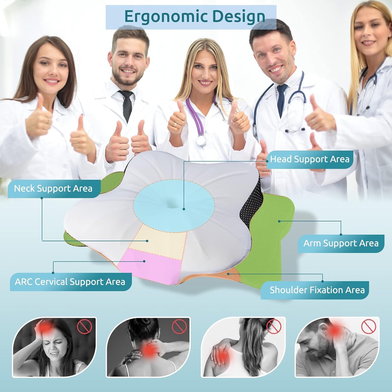 Cervical Pillow for Neck Pain Relief ,Ergonomic Orthopedic Neck Support , Black