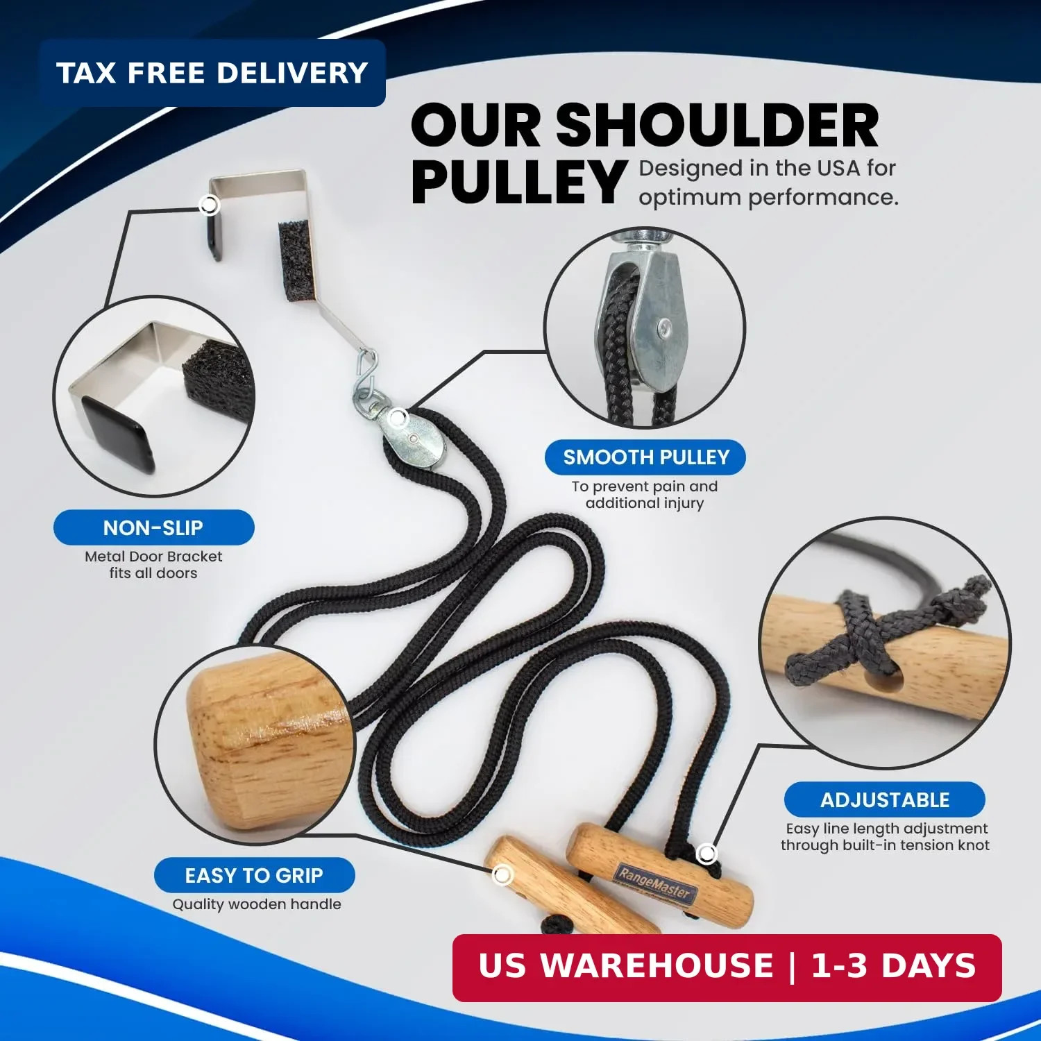 RangeMaster EconoRanger Shoulder Pulley for Over The Door Physical Therapy | Arm