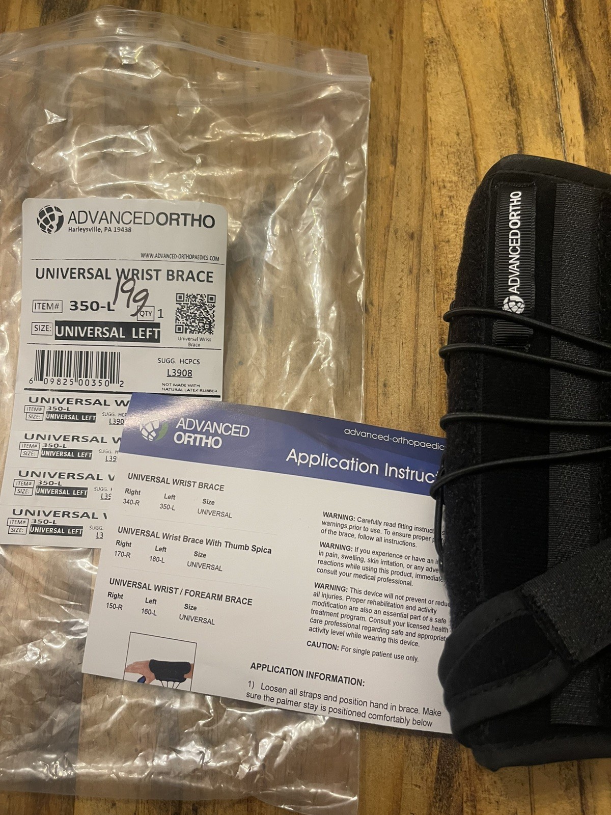 Advanced Ortho Universal Left 350-L Brace New In Package Black